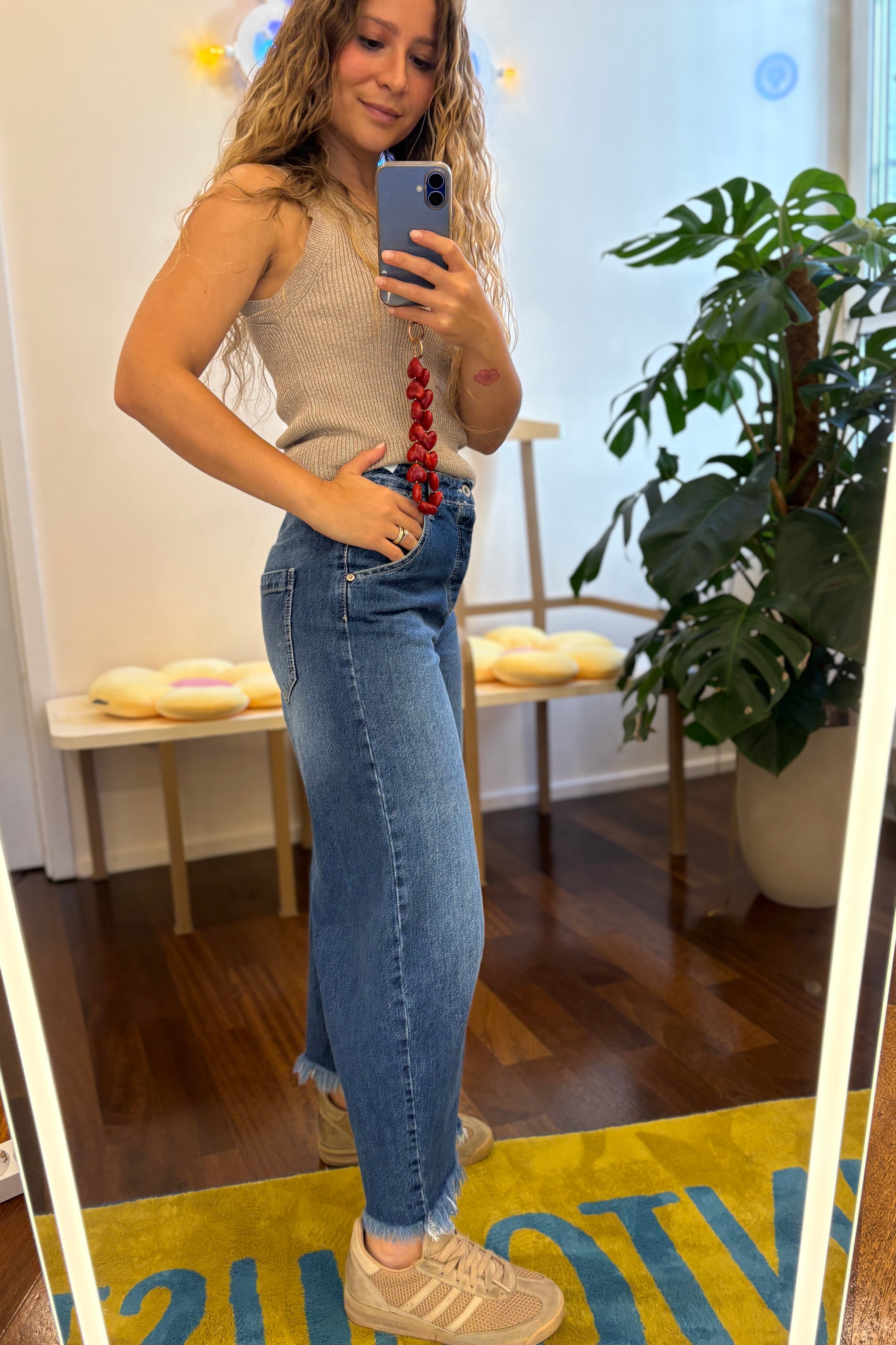 Blaue Barrel Jeans