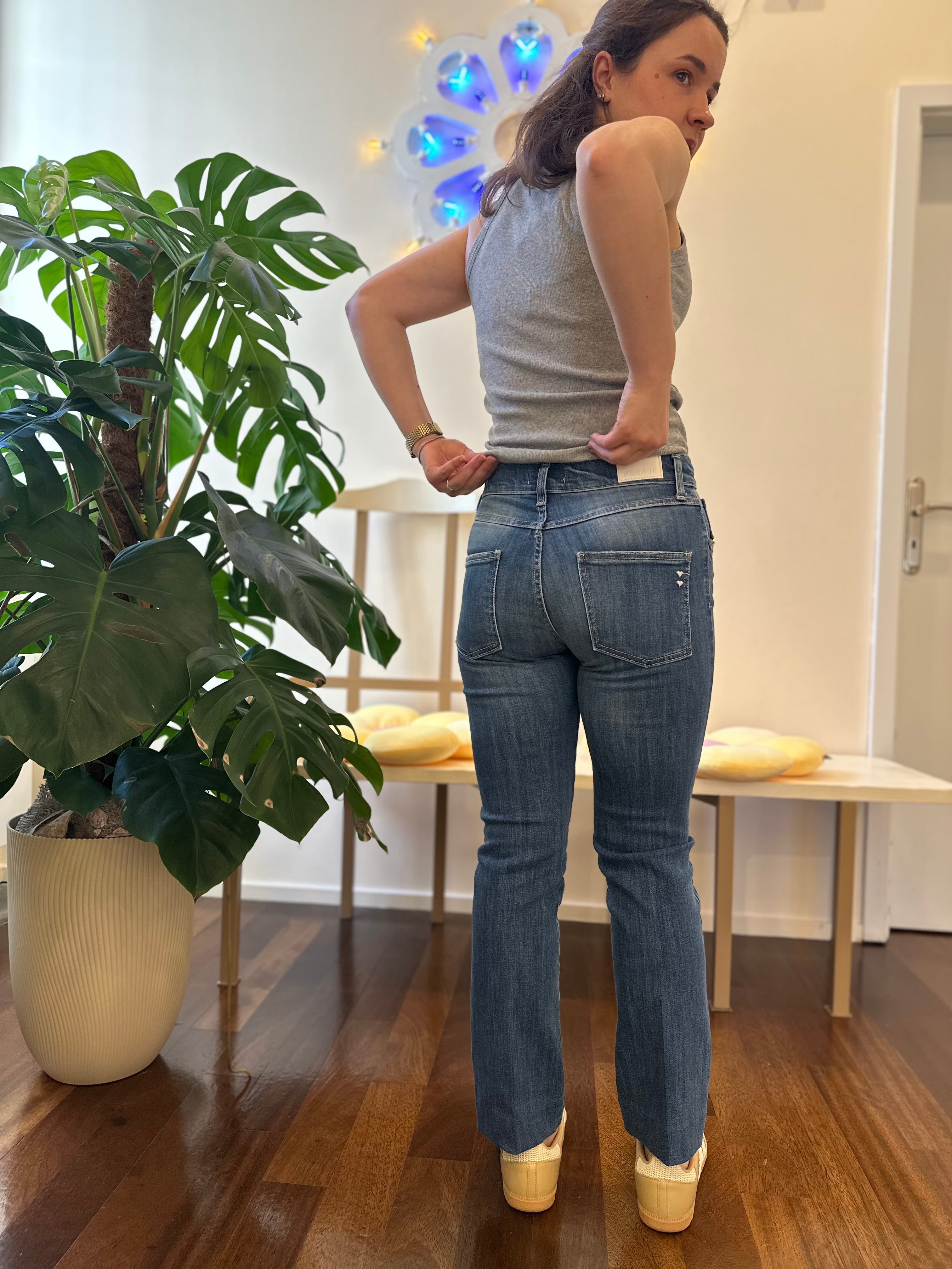 Blaue High-Waist Straight Jeans