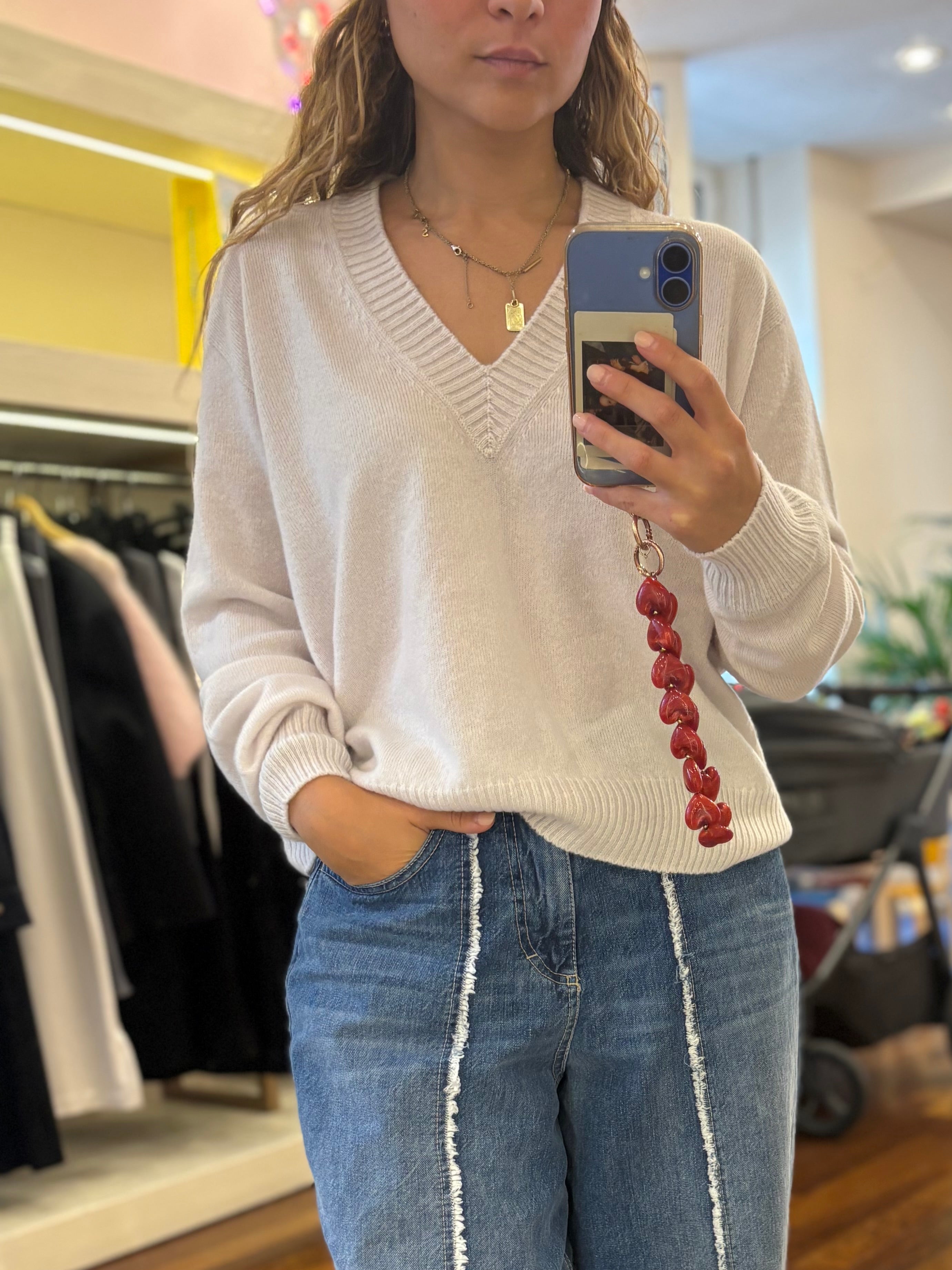 Pullover "Rose" 100% Kaschmir Stucco – Precious Woman