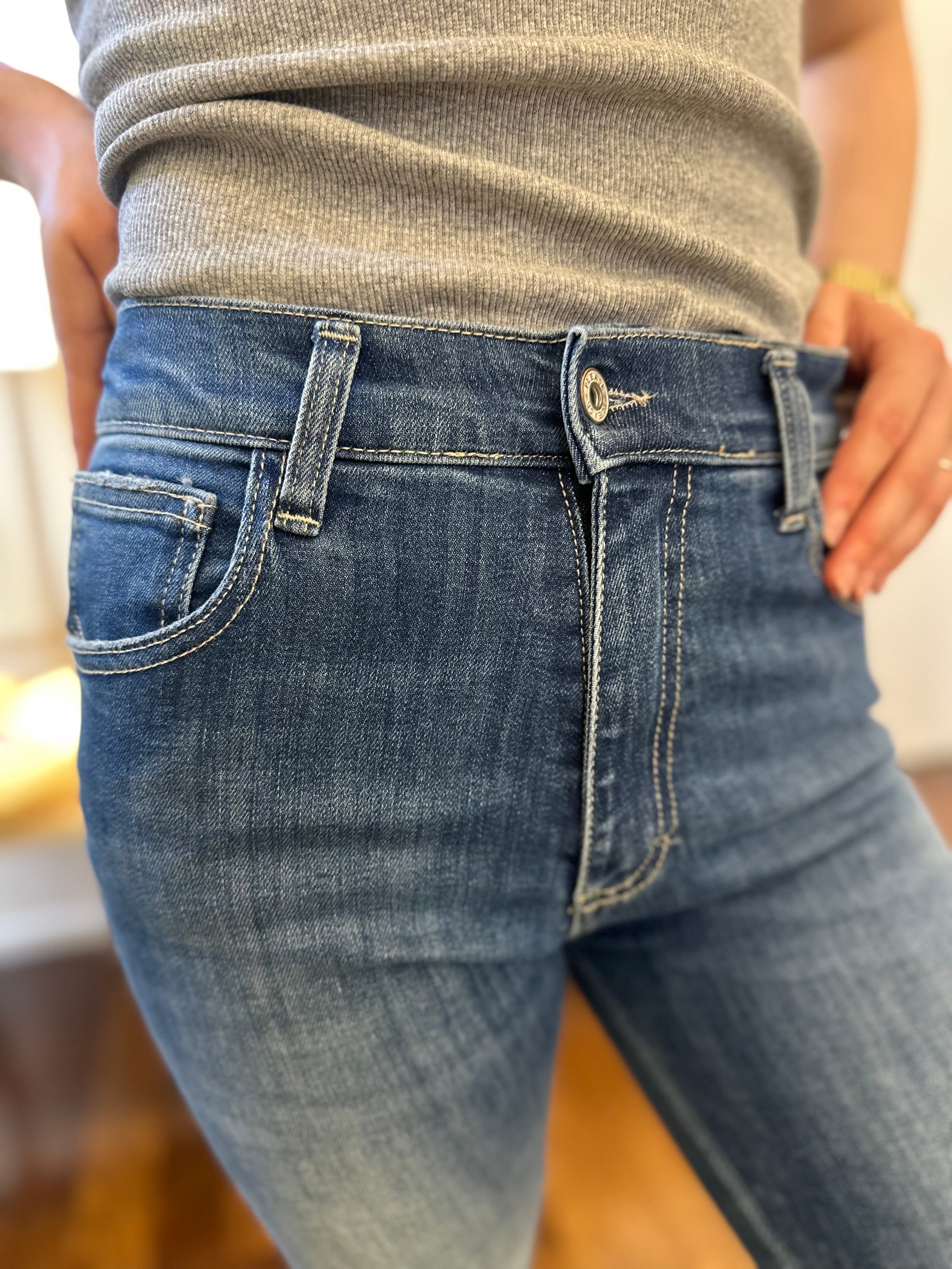 Blaue High-Waist Straight Jeans