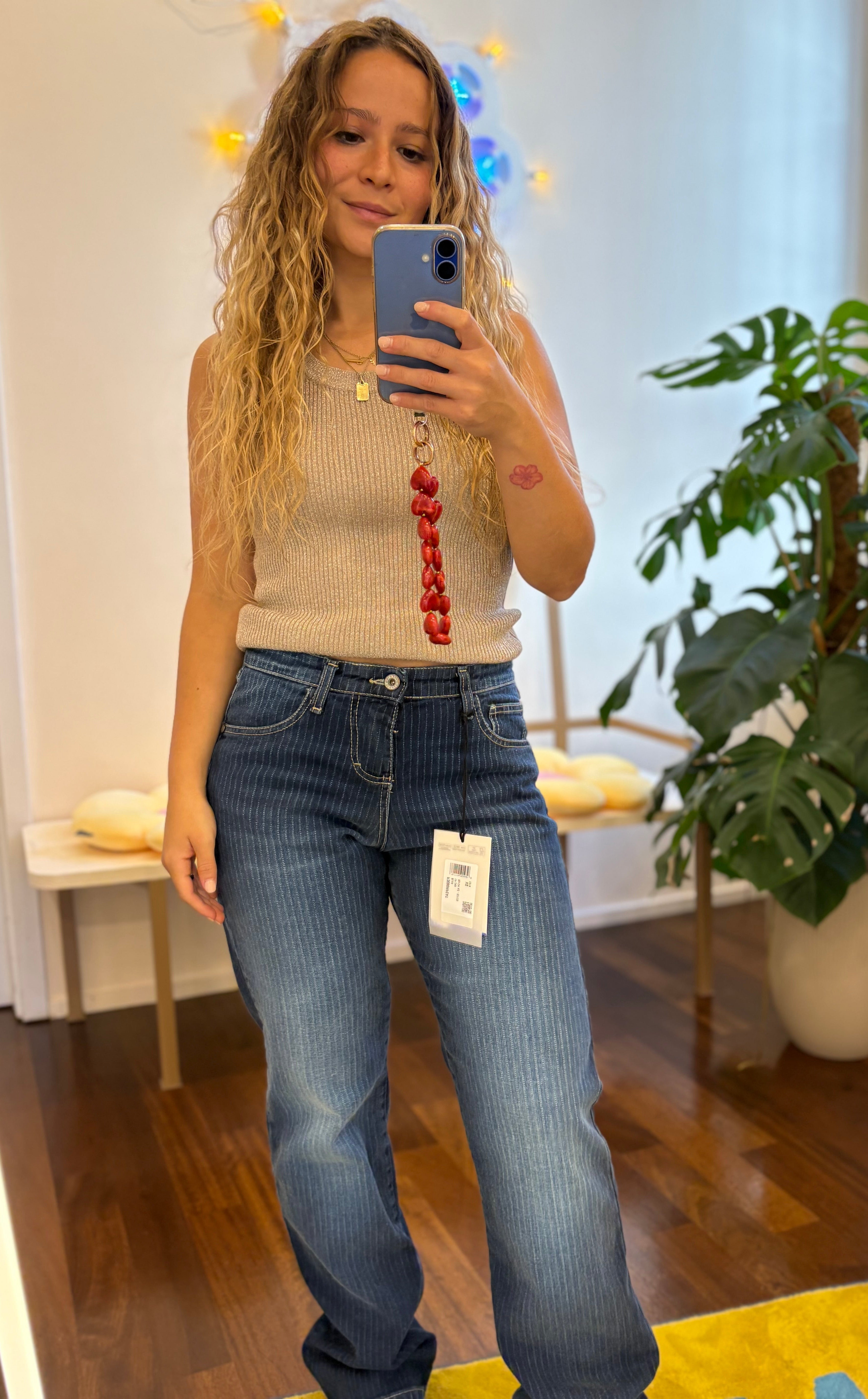 Blaue Gestreifte Jeans