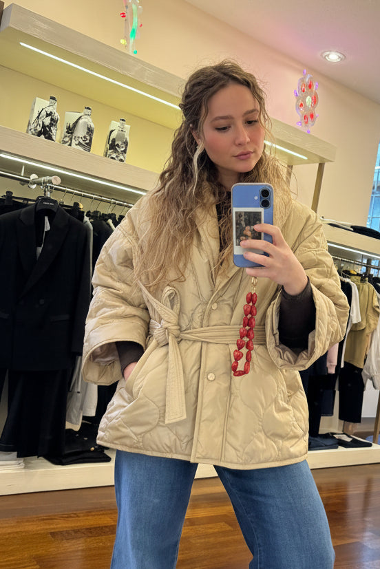 Steppjacke mit Gürtel Beige Vicolo