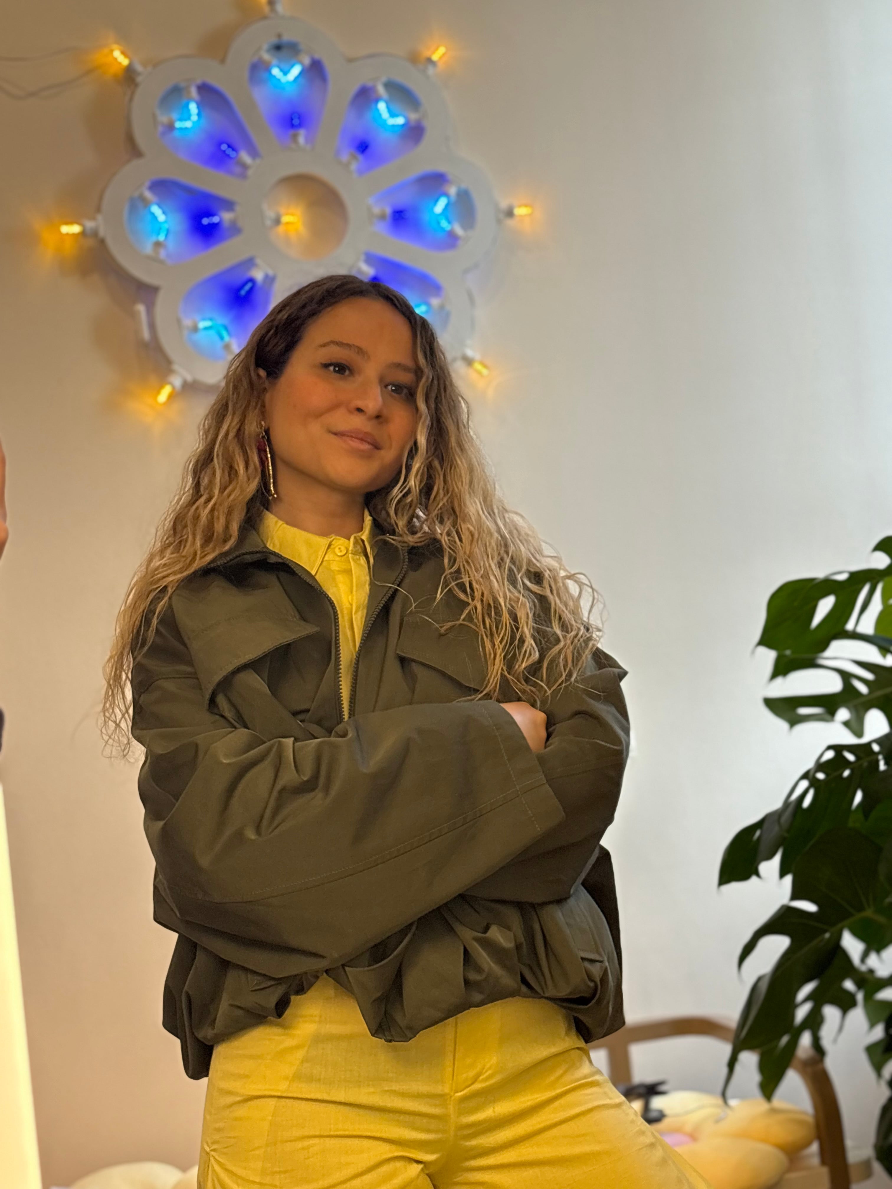 Bomberjacke mit Reißverschluss Militärgrün Kontatto