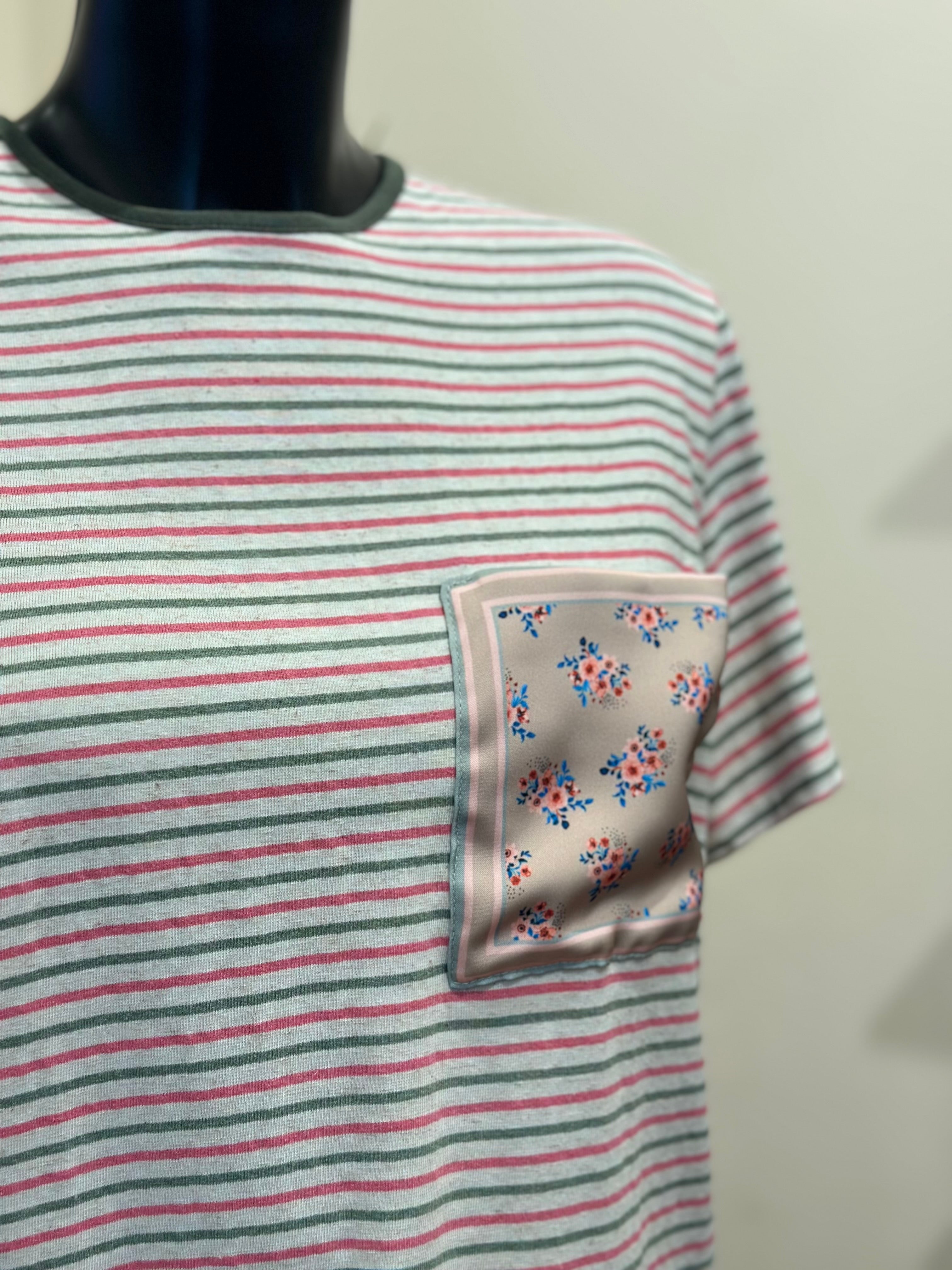 T-Shirt Gestreift Rosa/Grün Dixie