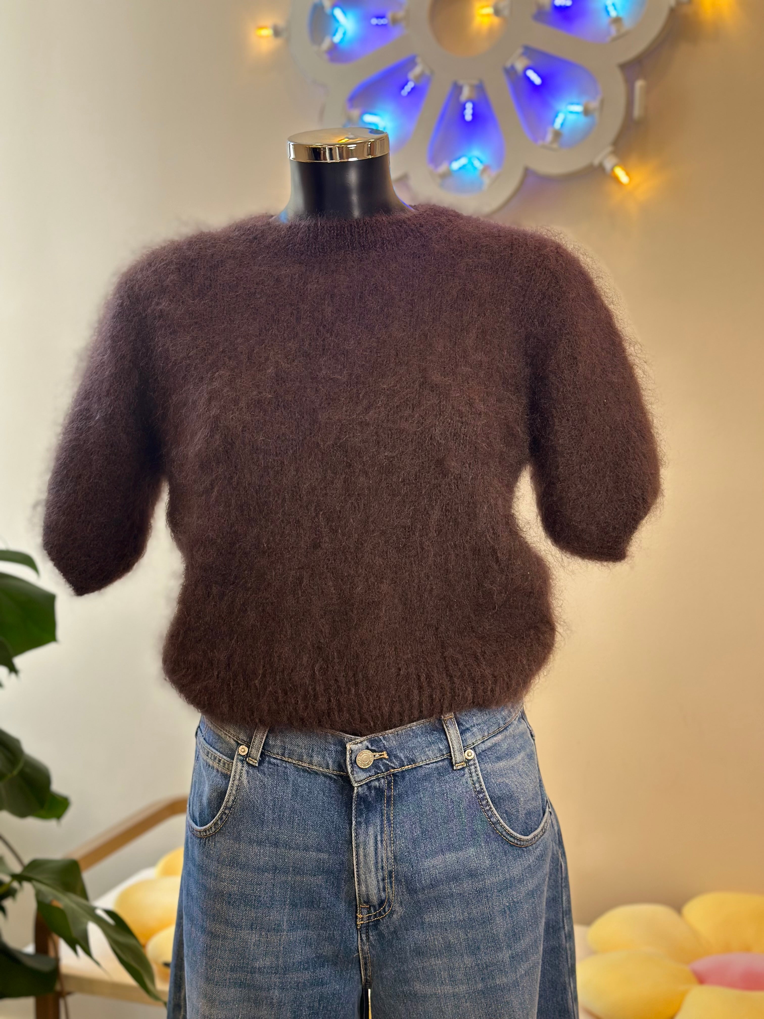 Kurzarm-Pullover Dunkelbraun Imperial