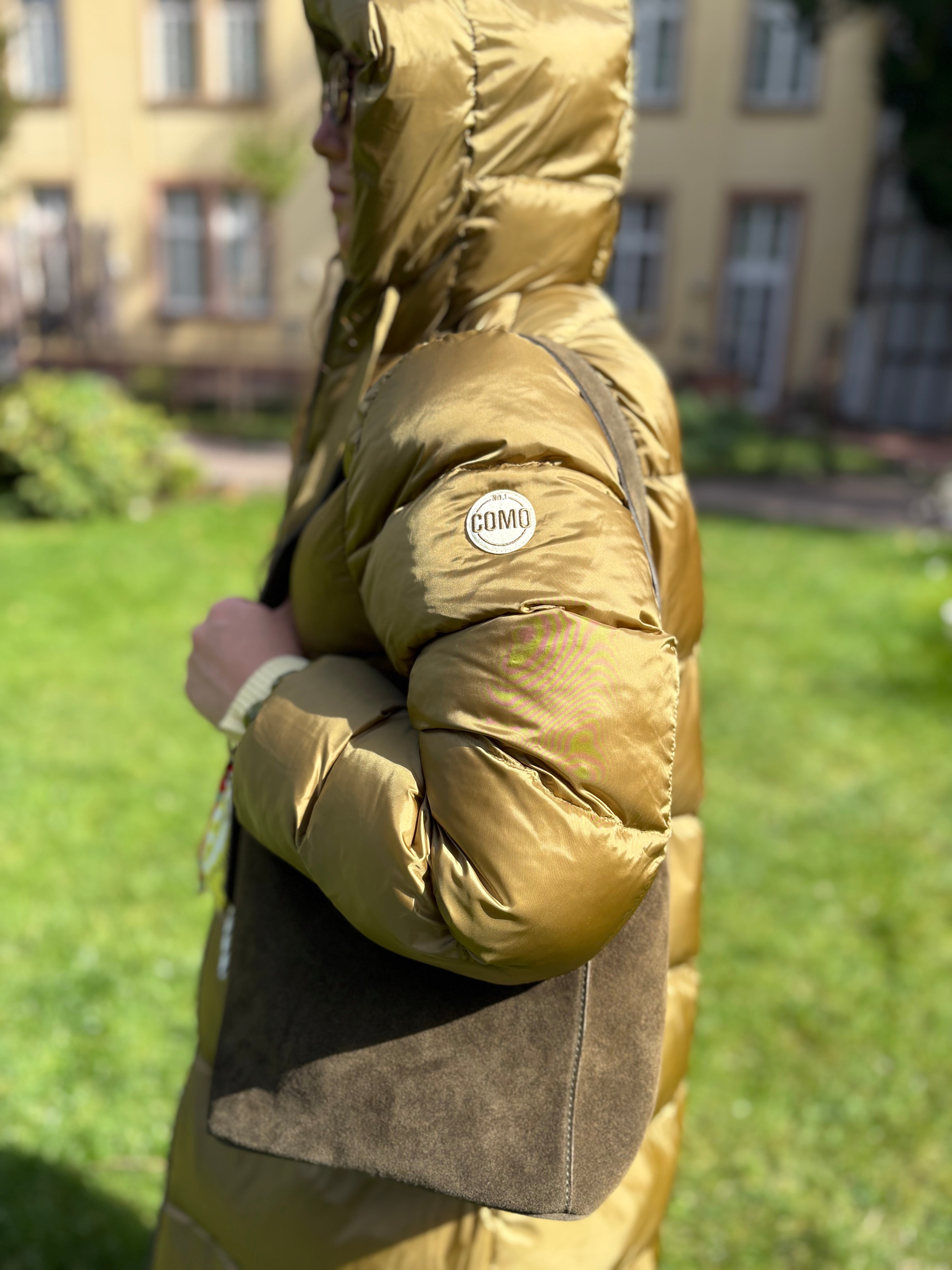 Lange Steppjacke Sion Grün mit Kapuze – NO.1 COMO