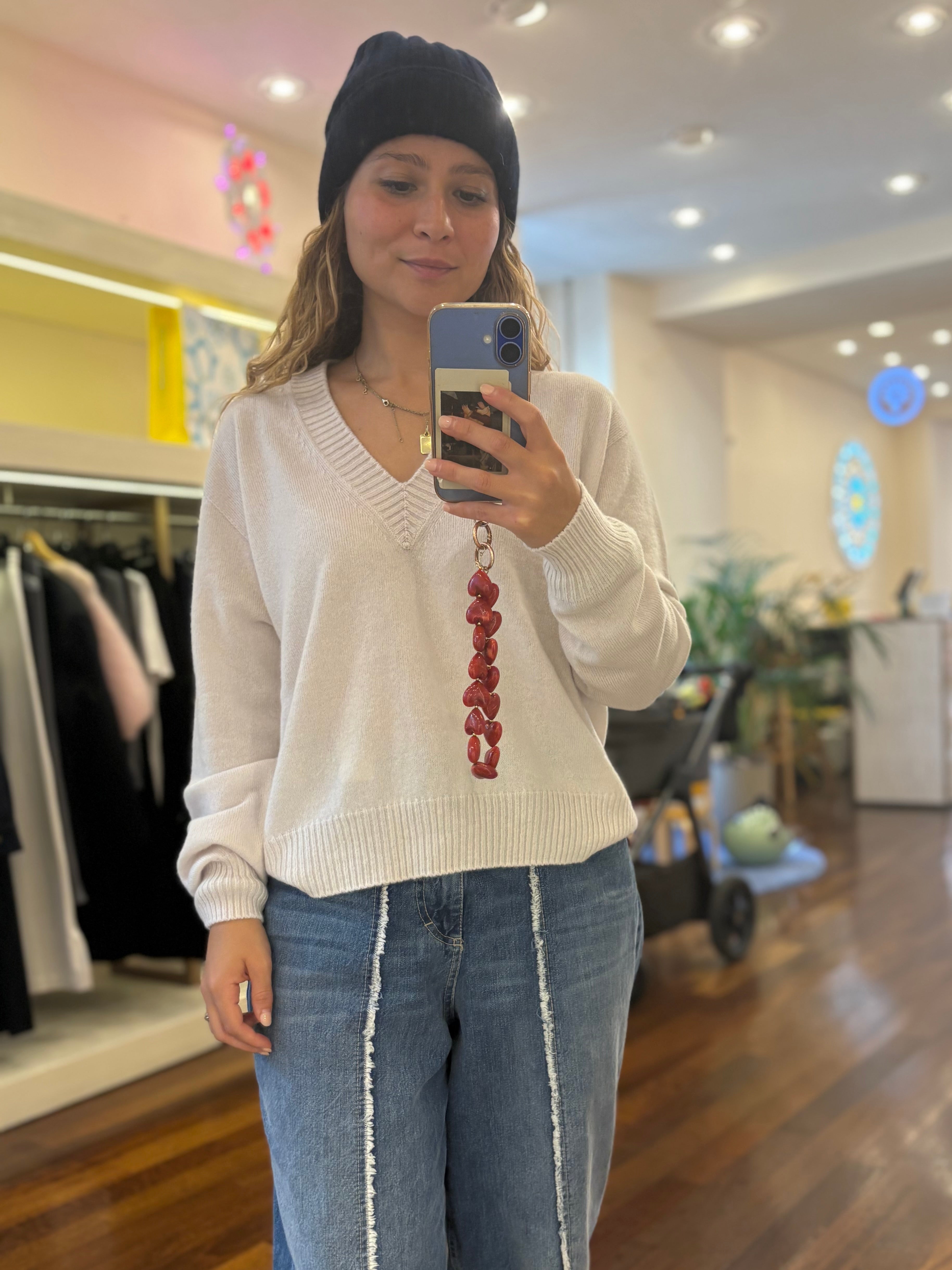 Pullover "Rose" 100% Kaschmir Stucco – Precious Woman