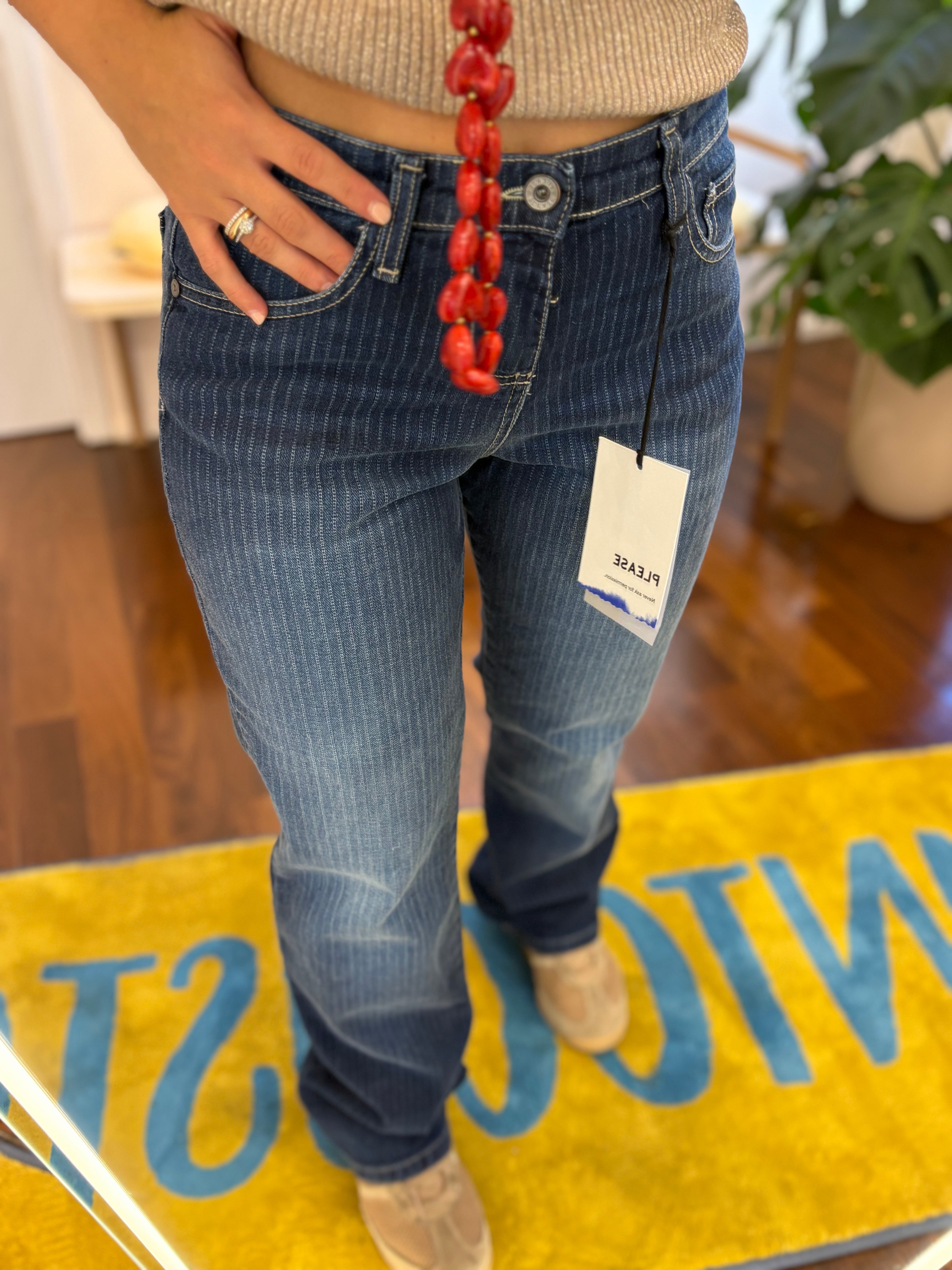 Blaue Gestreifte Jeans