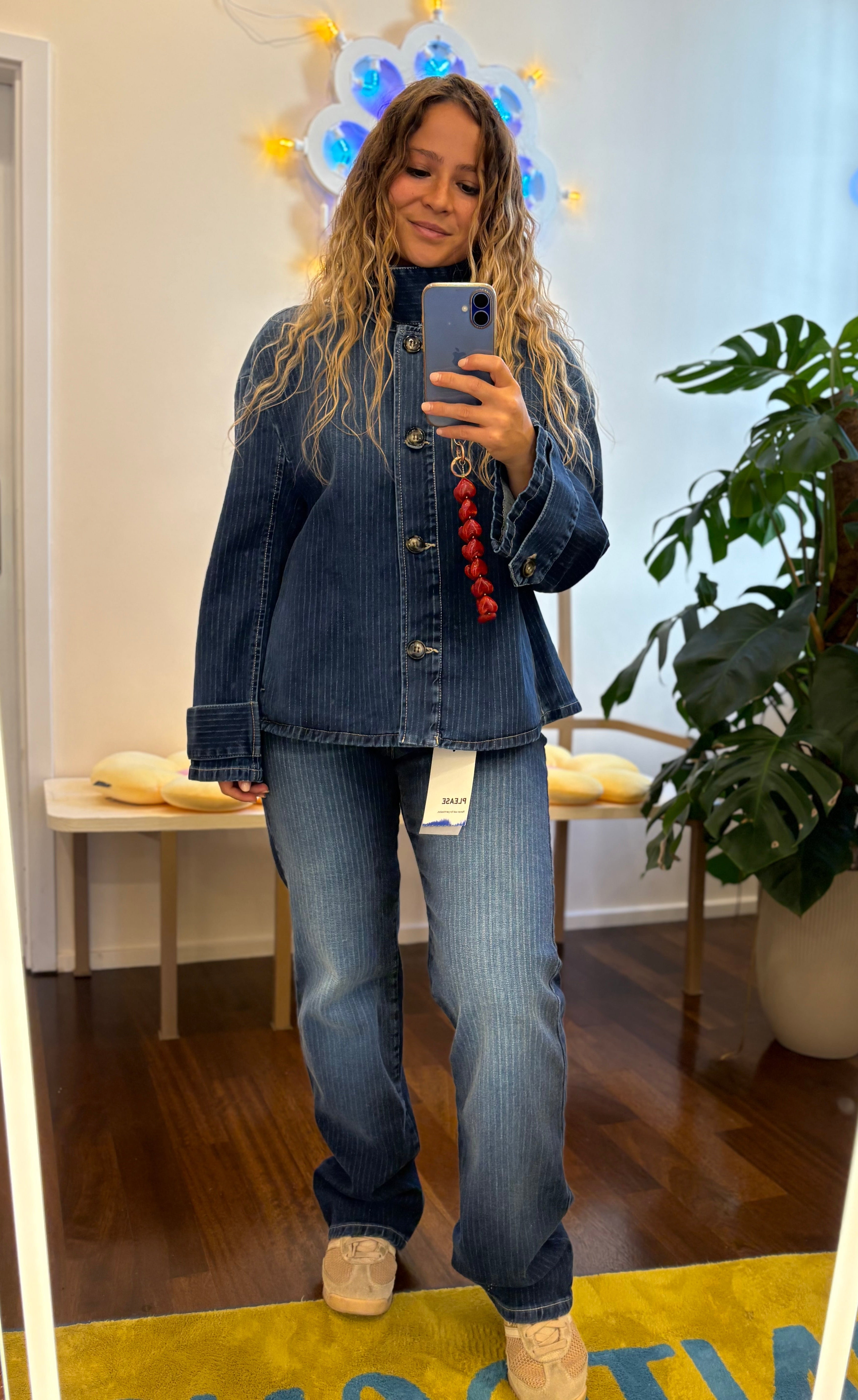 Blaue Gestreifte Jeans