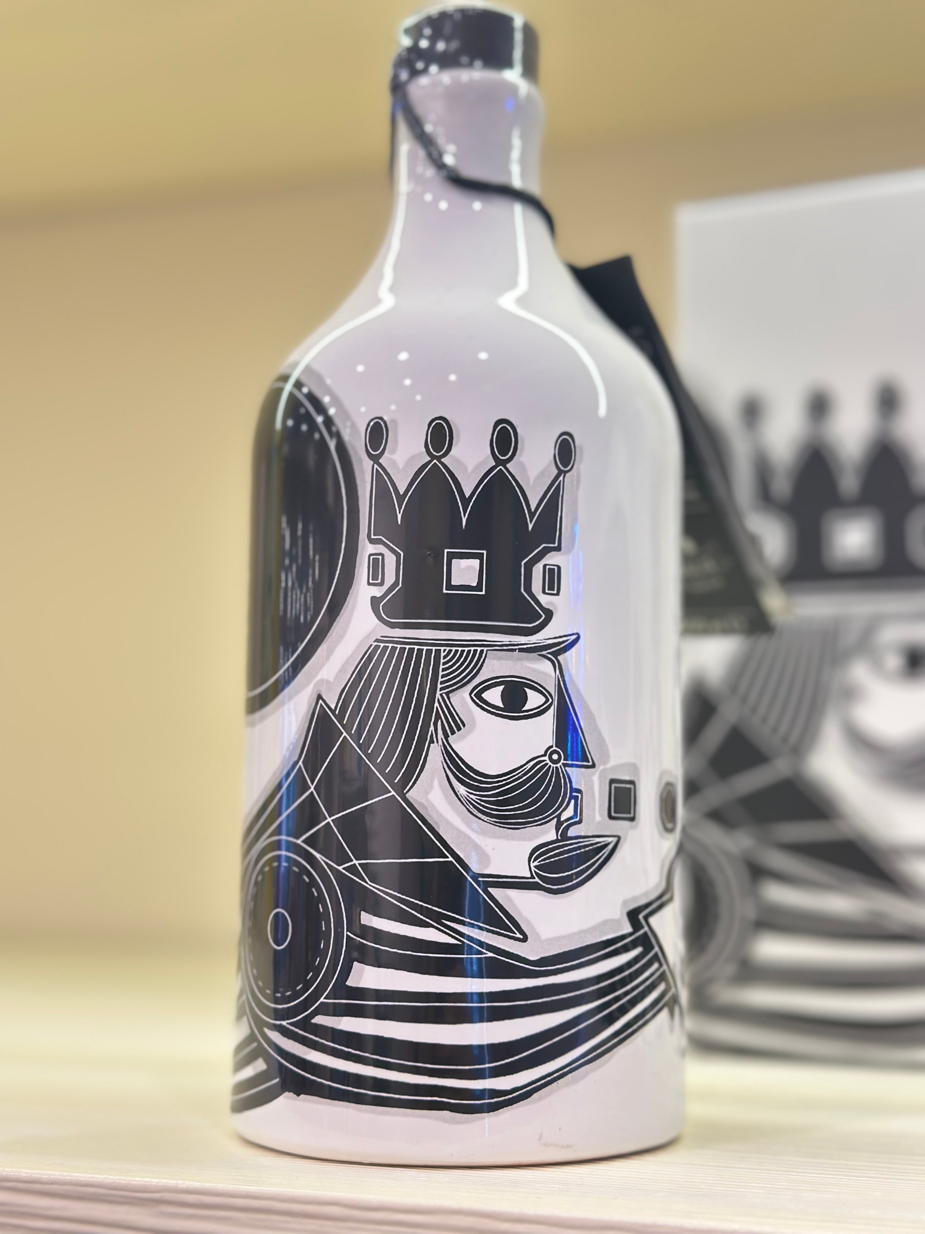 Olivenöl in Keramikflasche König Schwarz-Weiß Muraglia