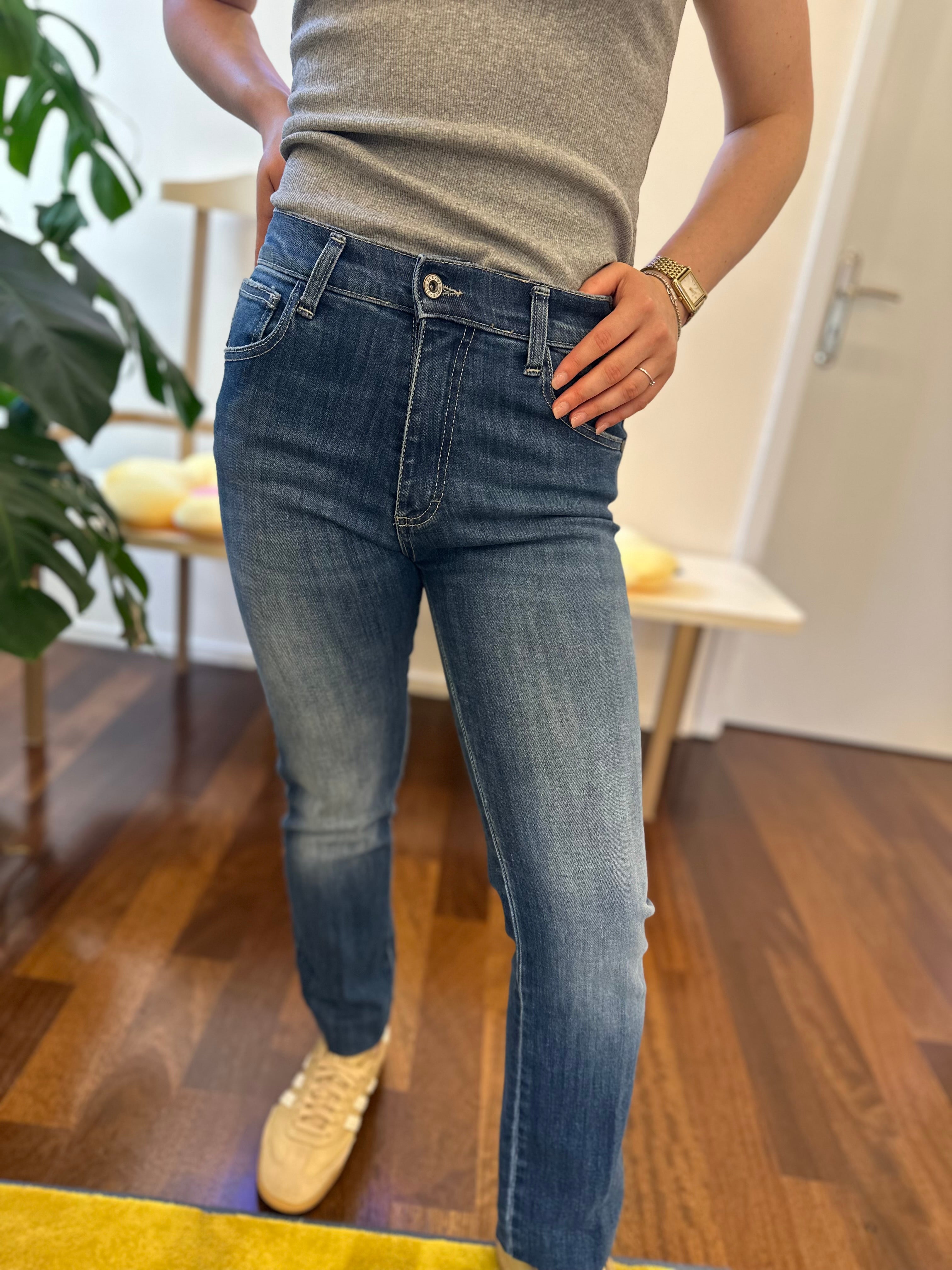 Blaue High-Waist Straight Jeans