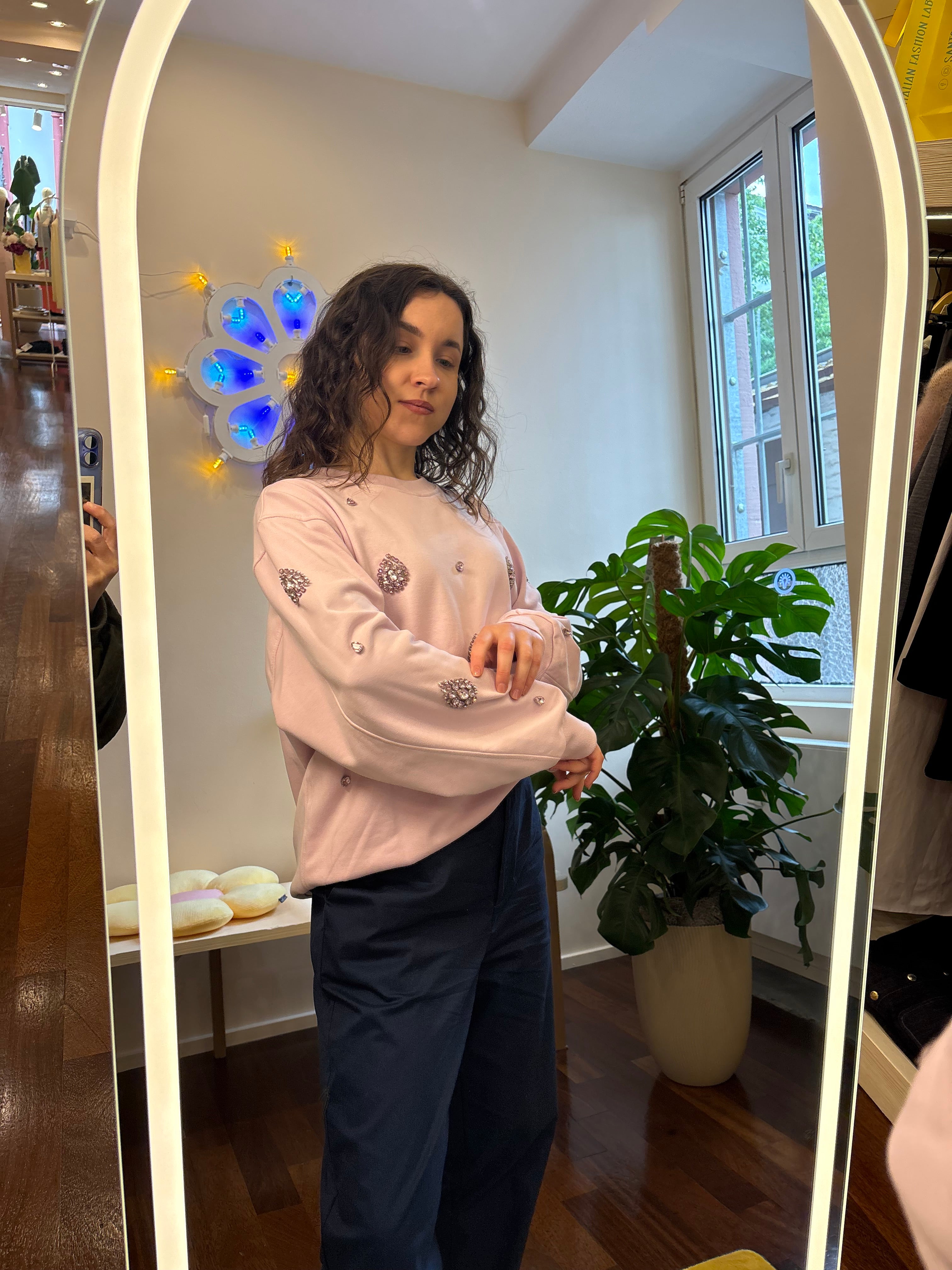 Jijil Sweatshirt Rosa mit Applikationen