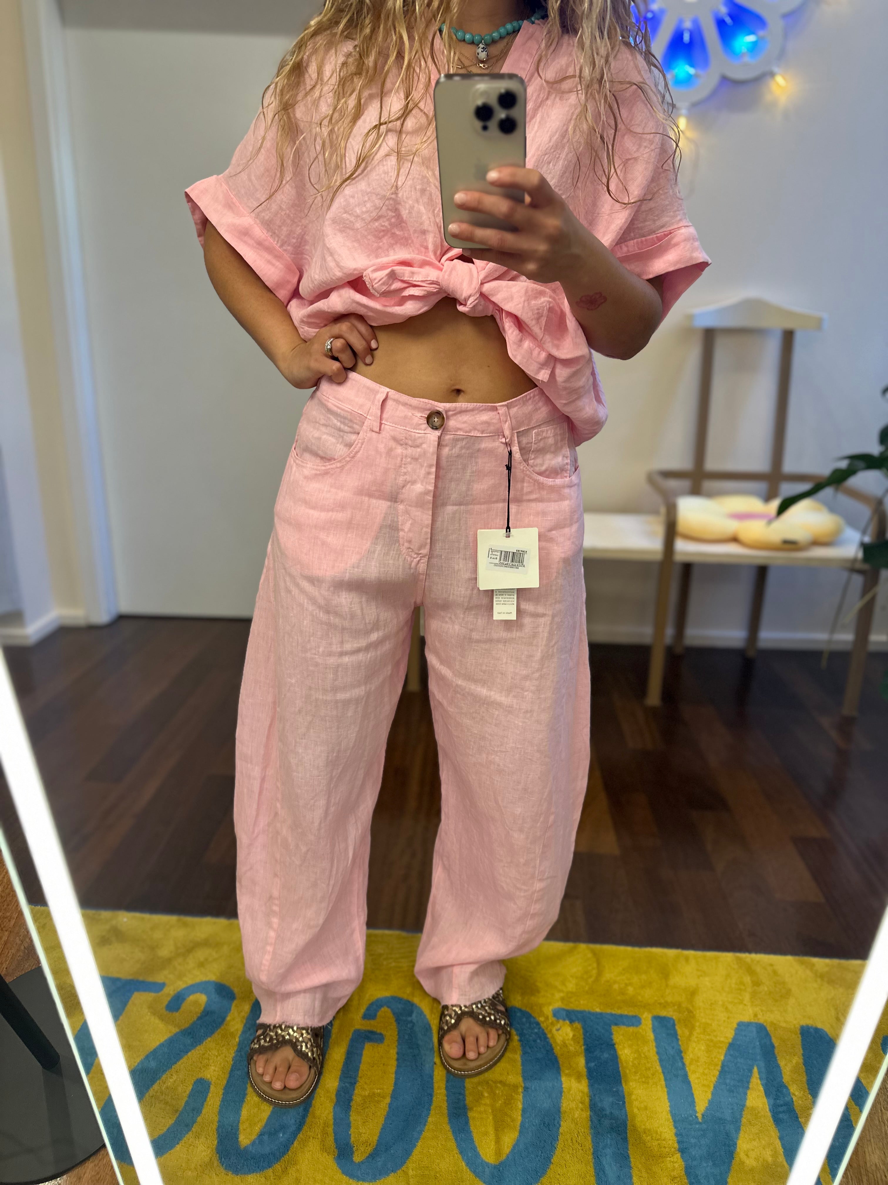 Leinen Hose in Rosa