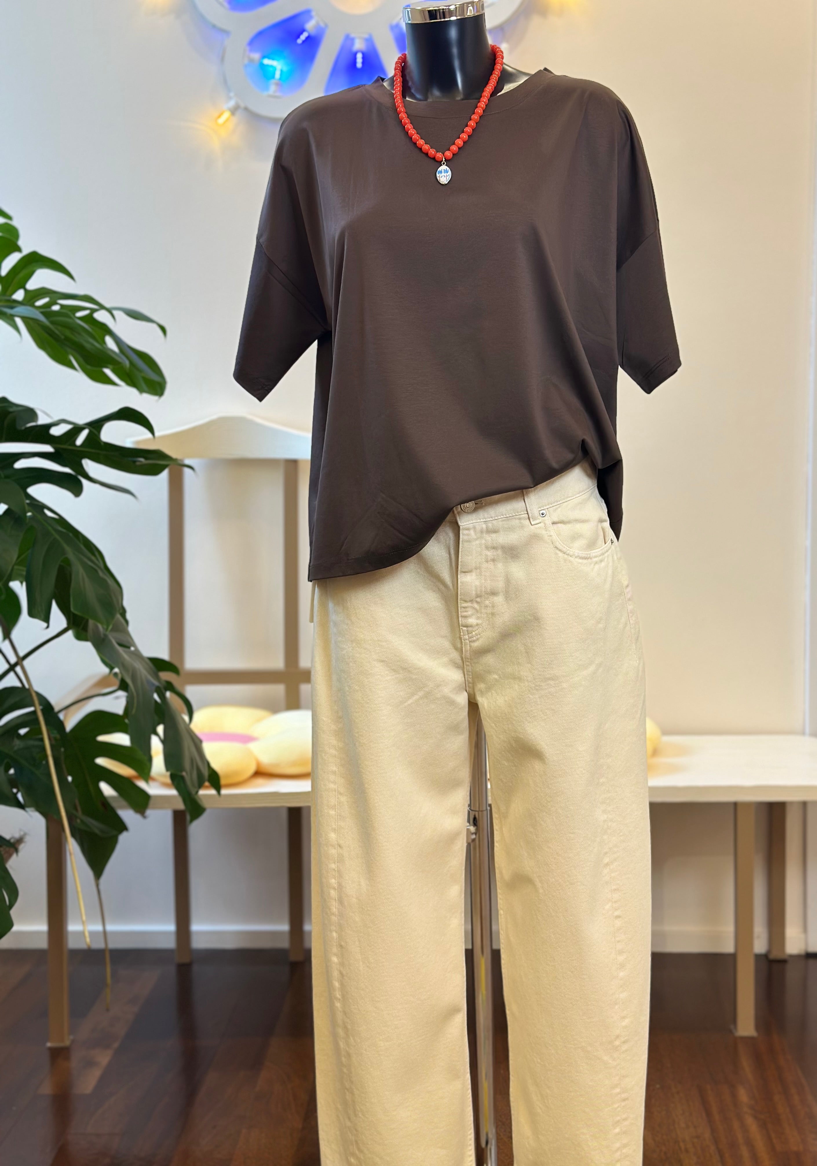 Baumwoll T-Shirt Dunkelbraun Vicolo