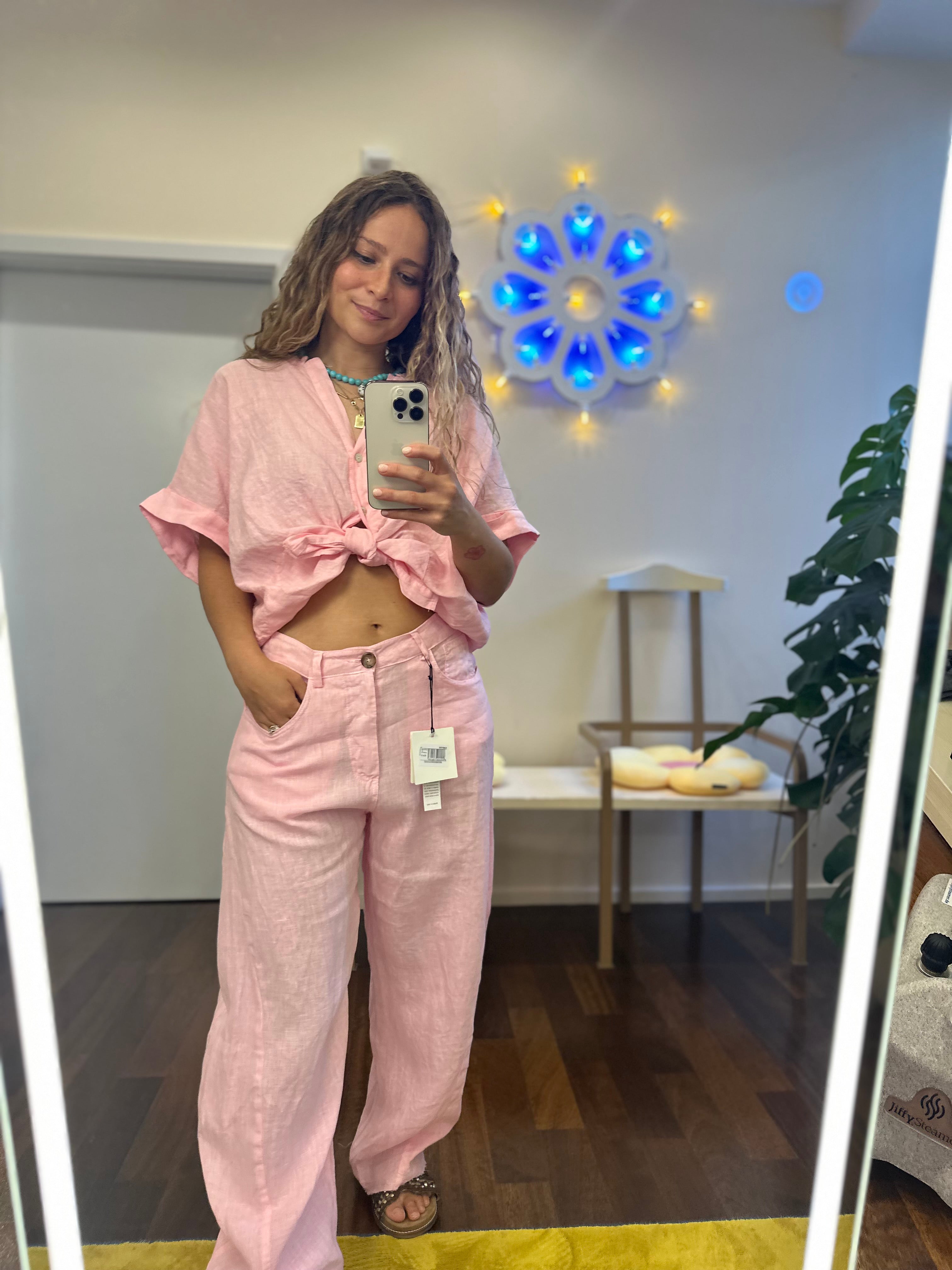 Leinen Hose in Rosa