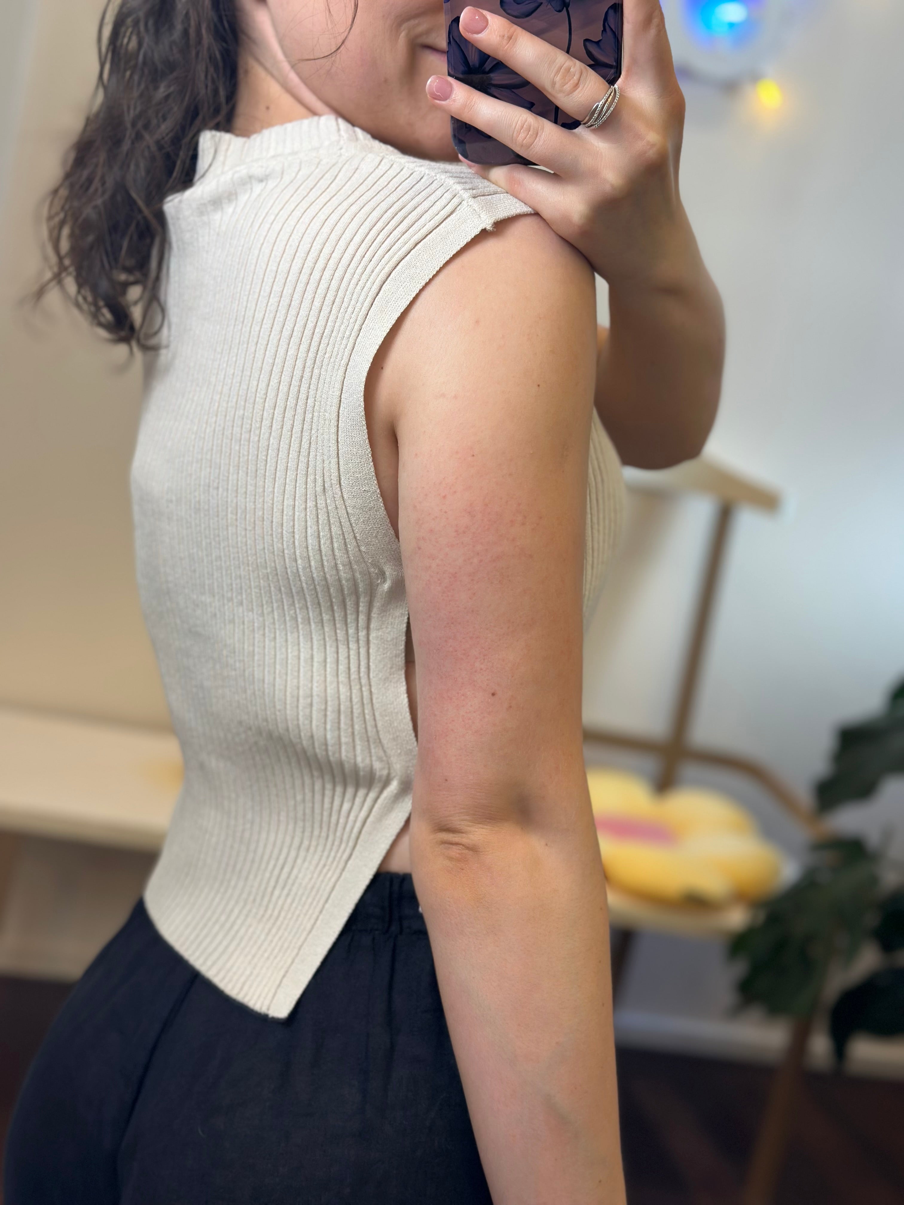 Kontatto – Top mit Trägern Viskose Elfenbein