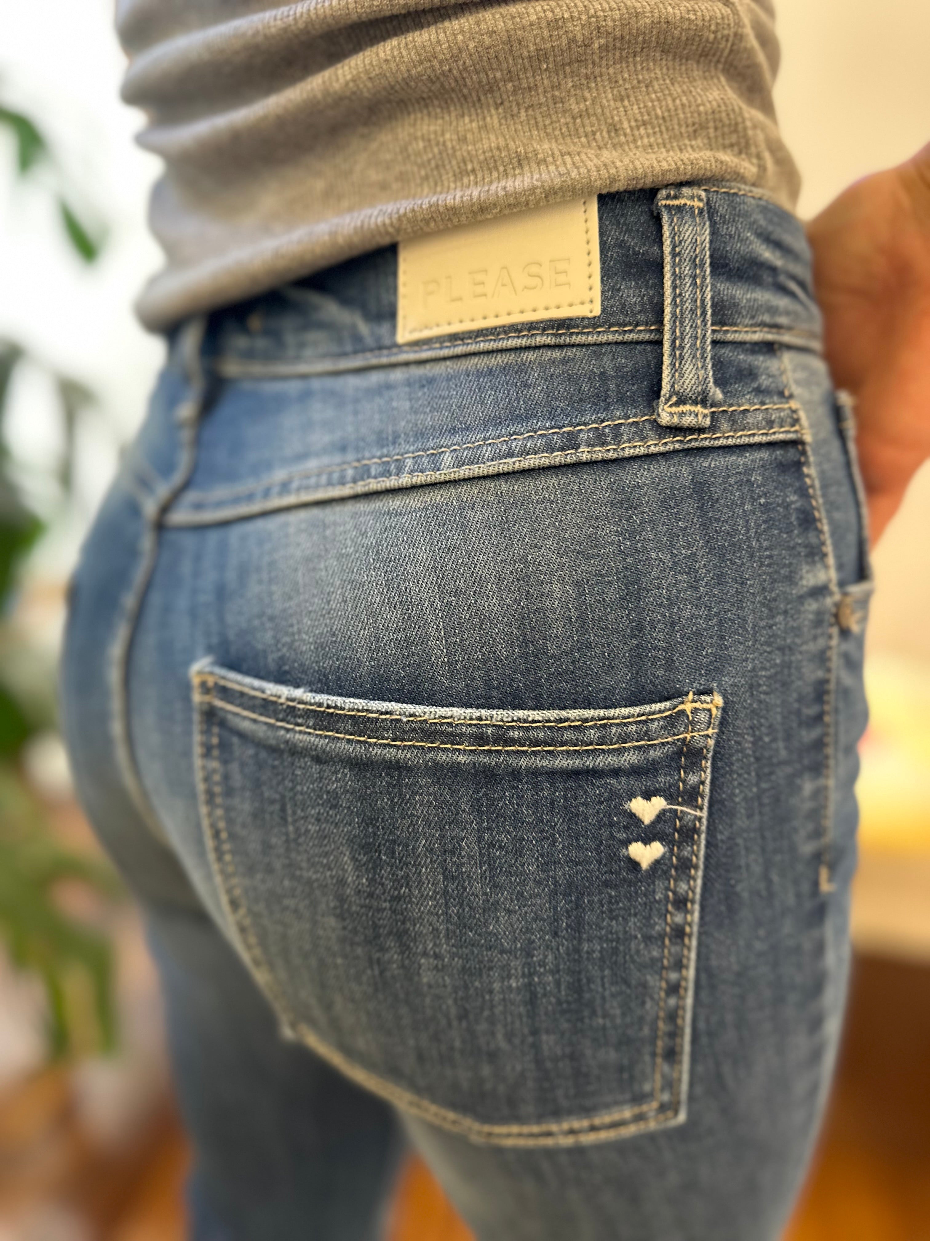 Blaue High-Waist Straight Jeans