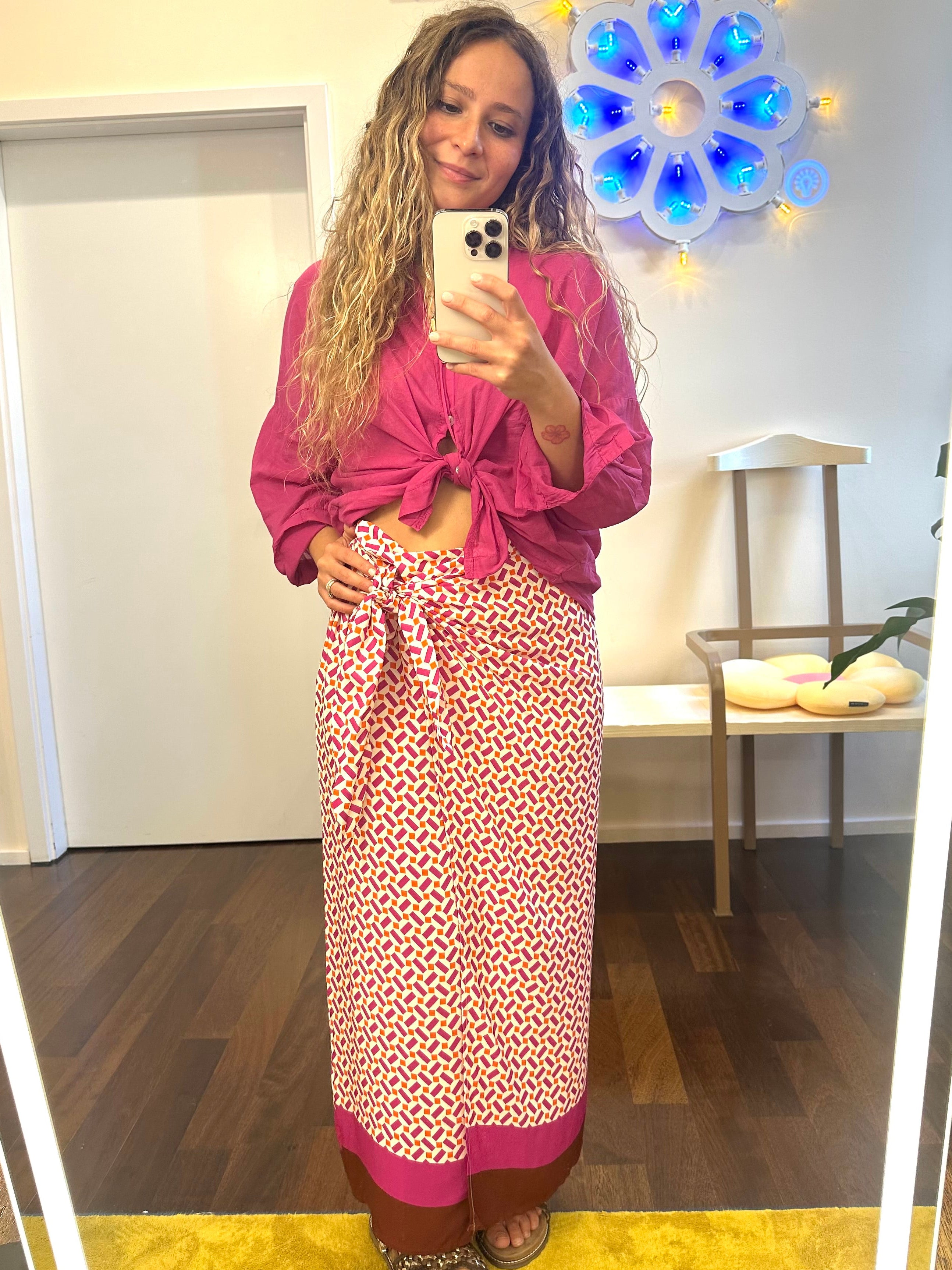 Baumwollbluse in Fuchsia