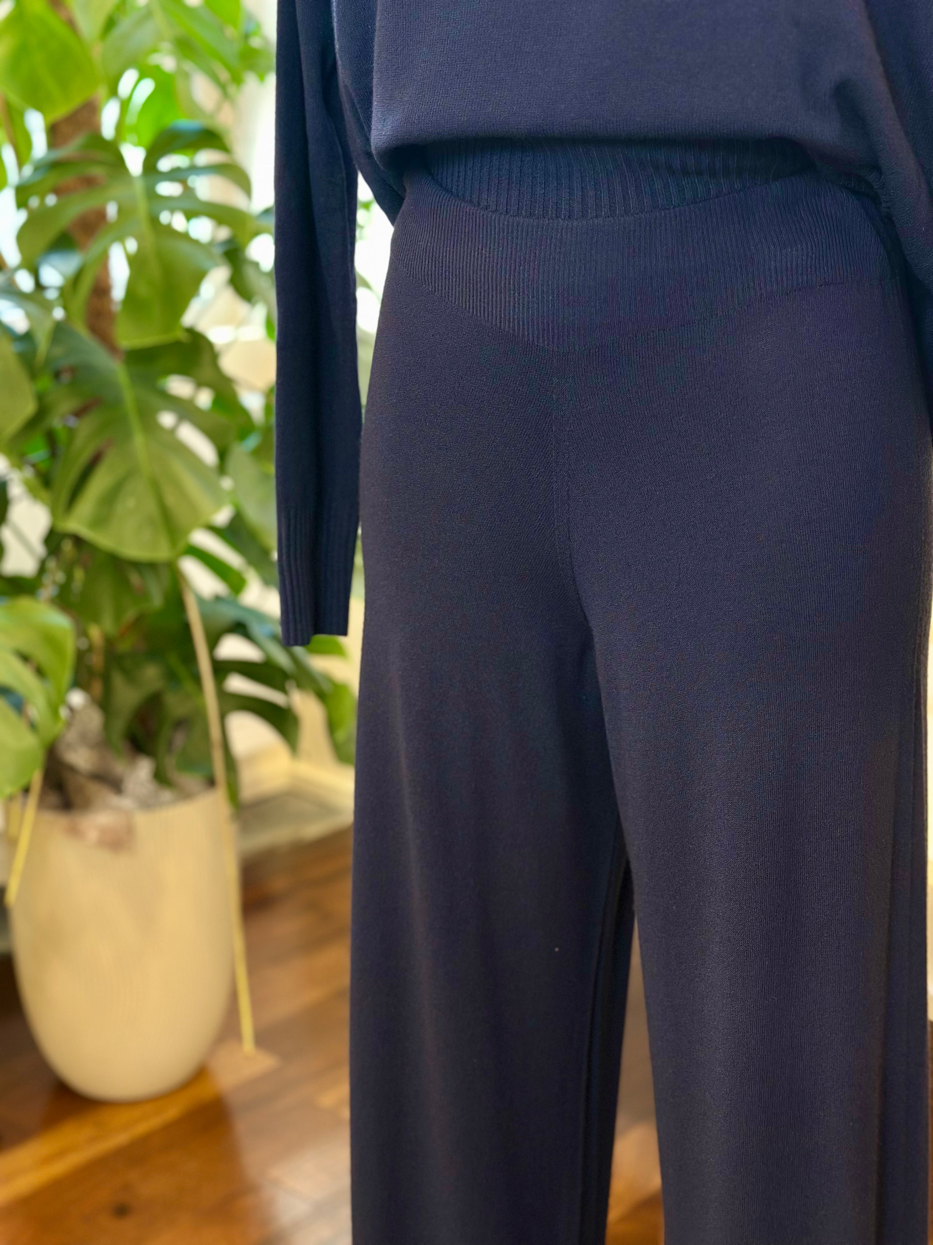 Stretch-Hose aus Viskose Dunkelblau Kontatto