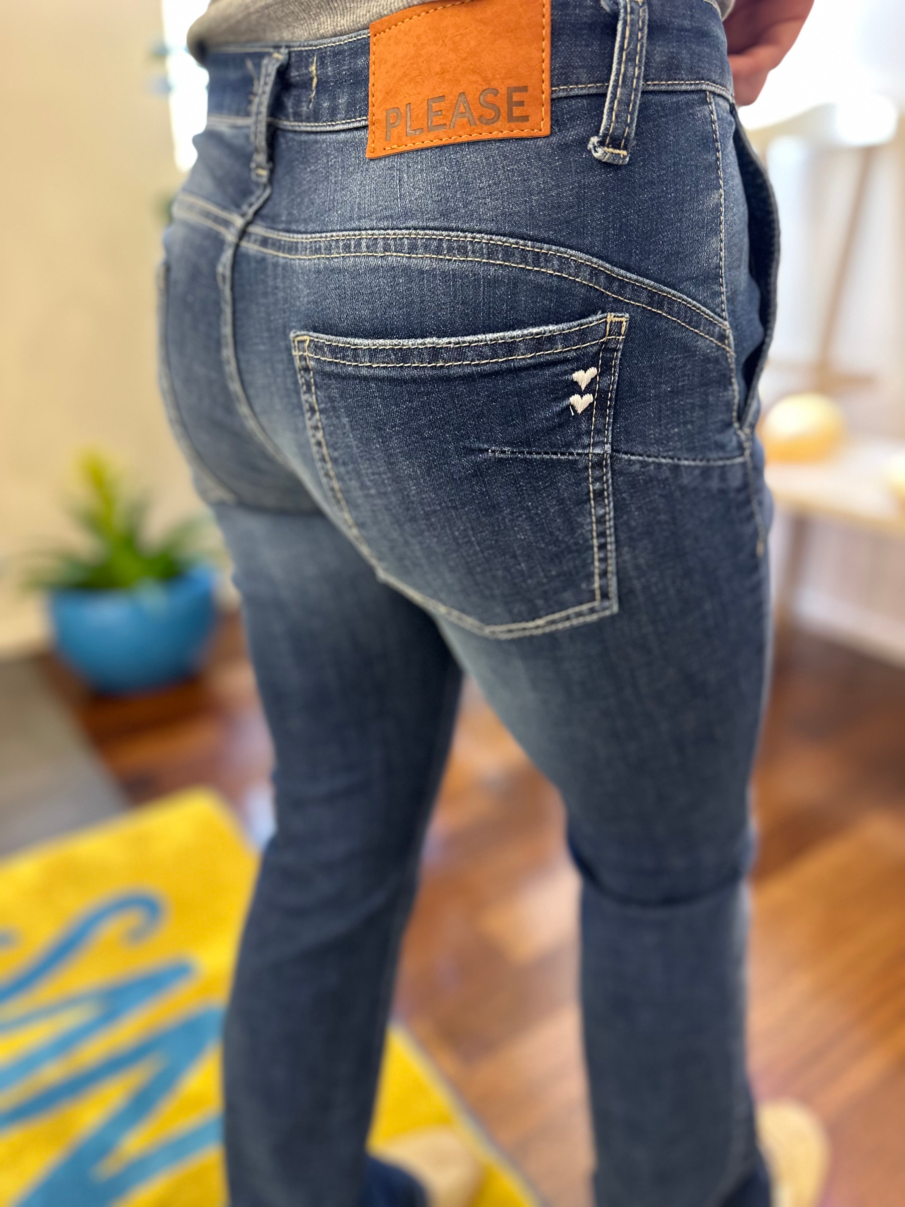 Blaue Jeans Mittlere Taille Boot Cut