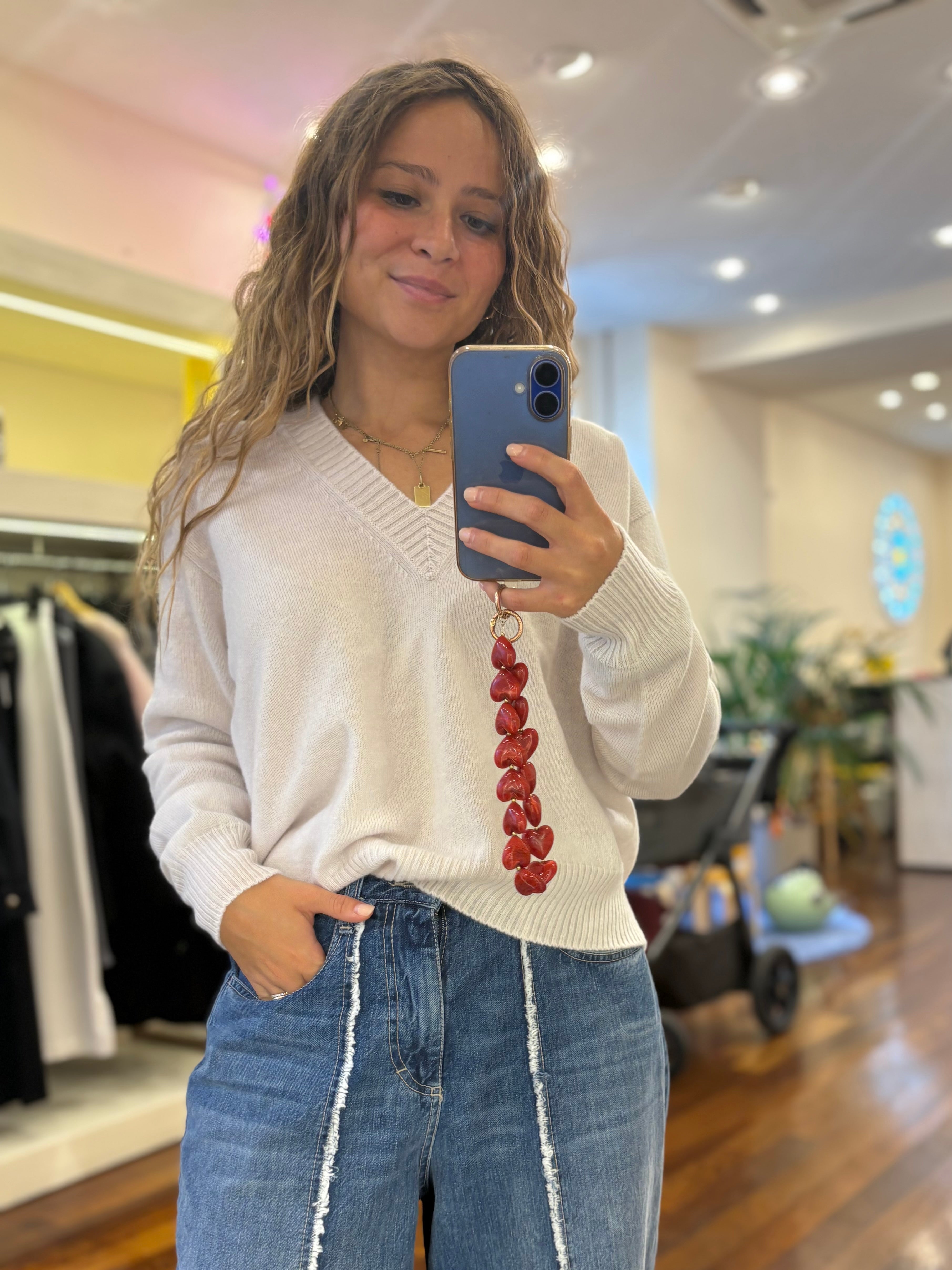 Pullover "Rose" 100% Kaschmir Stucco – Precious Woman