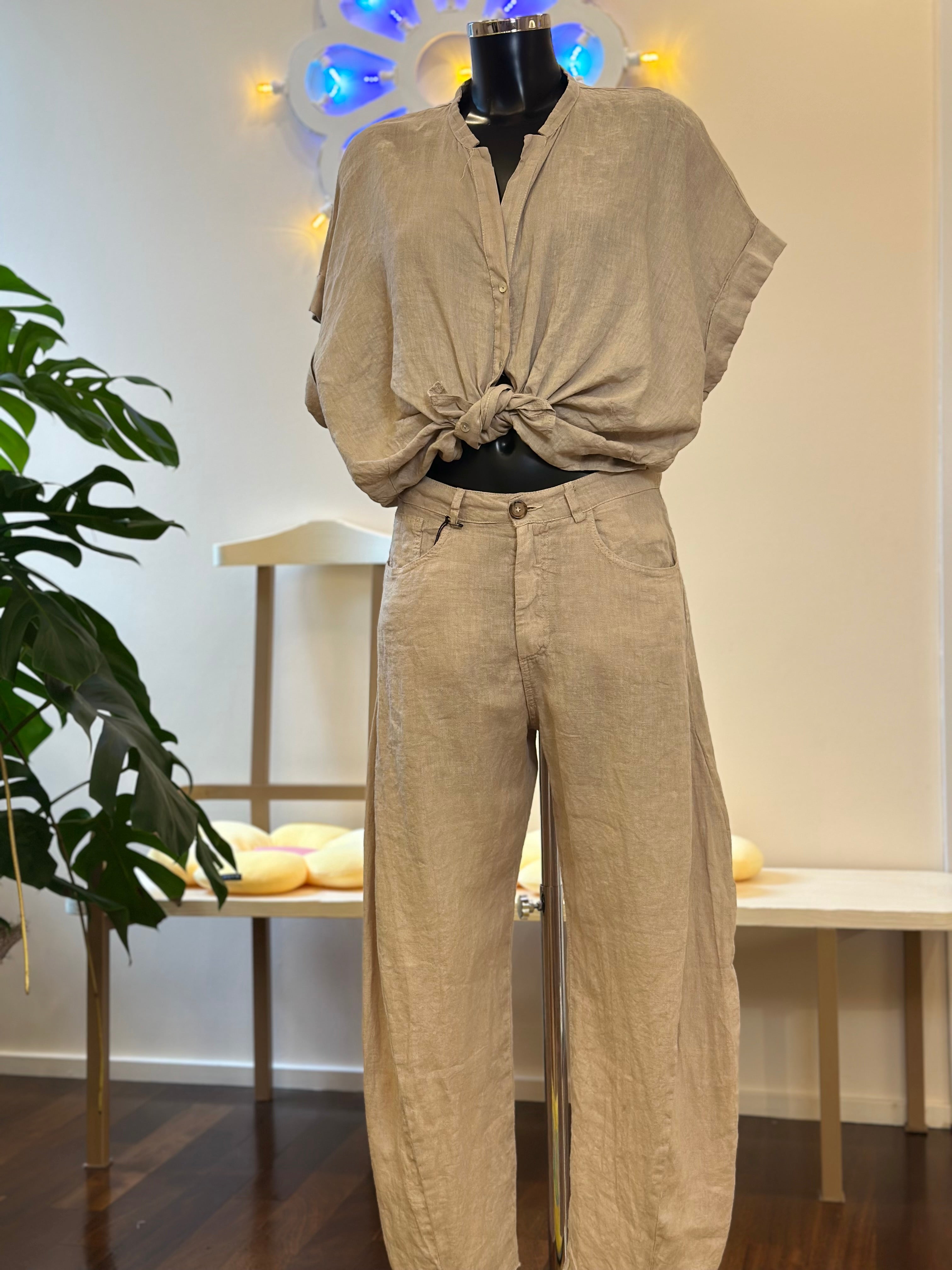 Leinenhose Beige