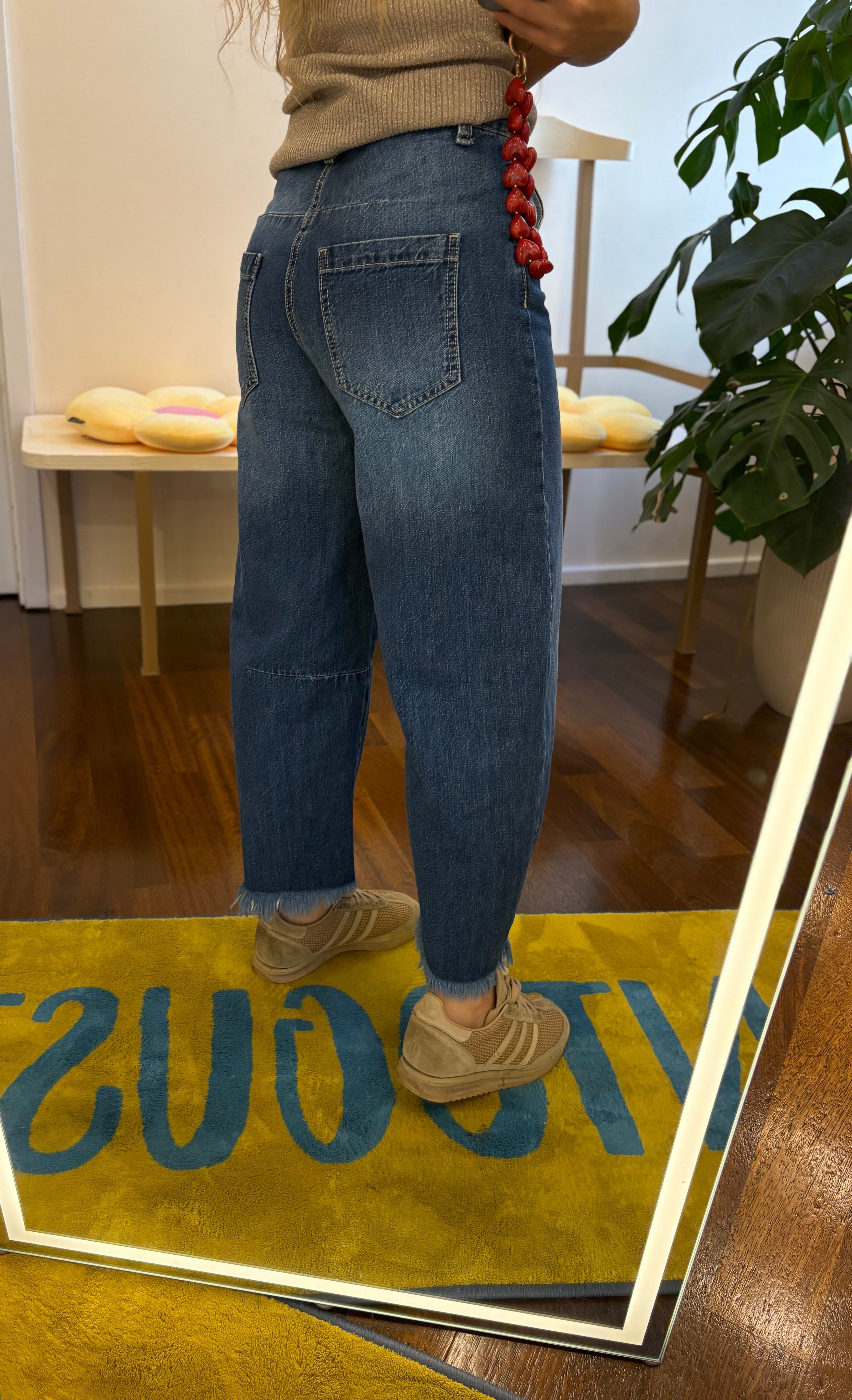 Blaue Barrel Jeans