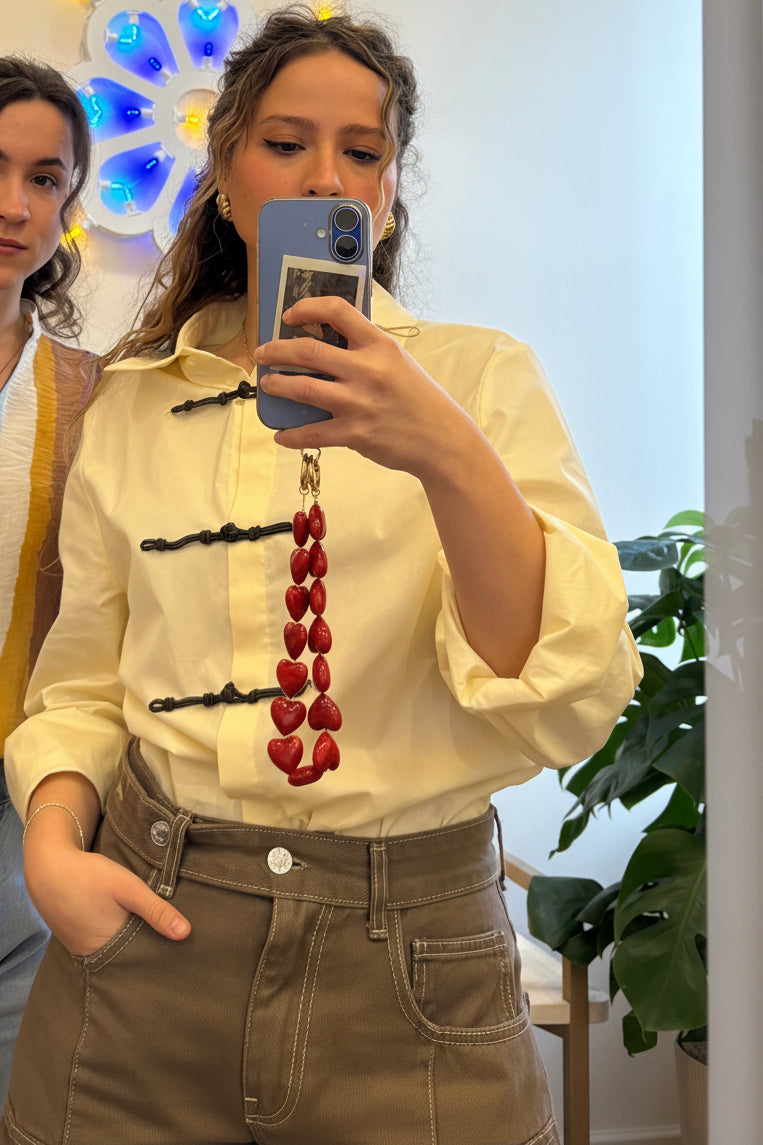 Slim-Bluse mit Posamentenverschlüssen Gelb Kontatto