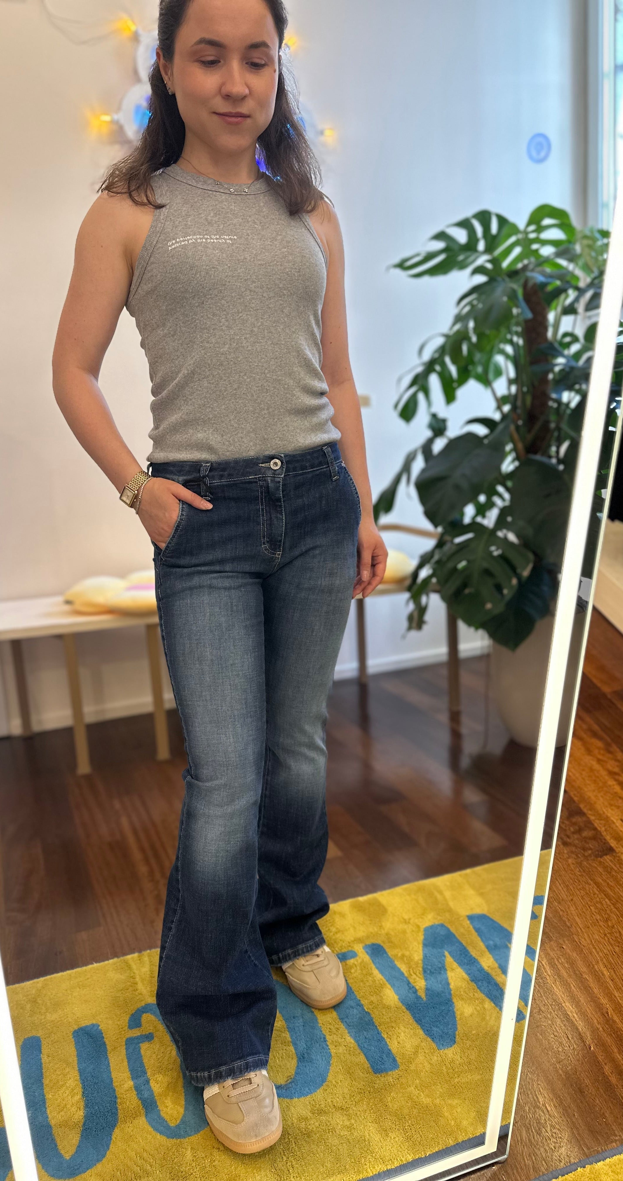 Blaue Jeans Mittlere Taille Boot Cut