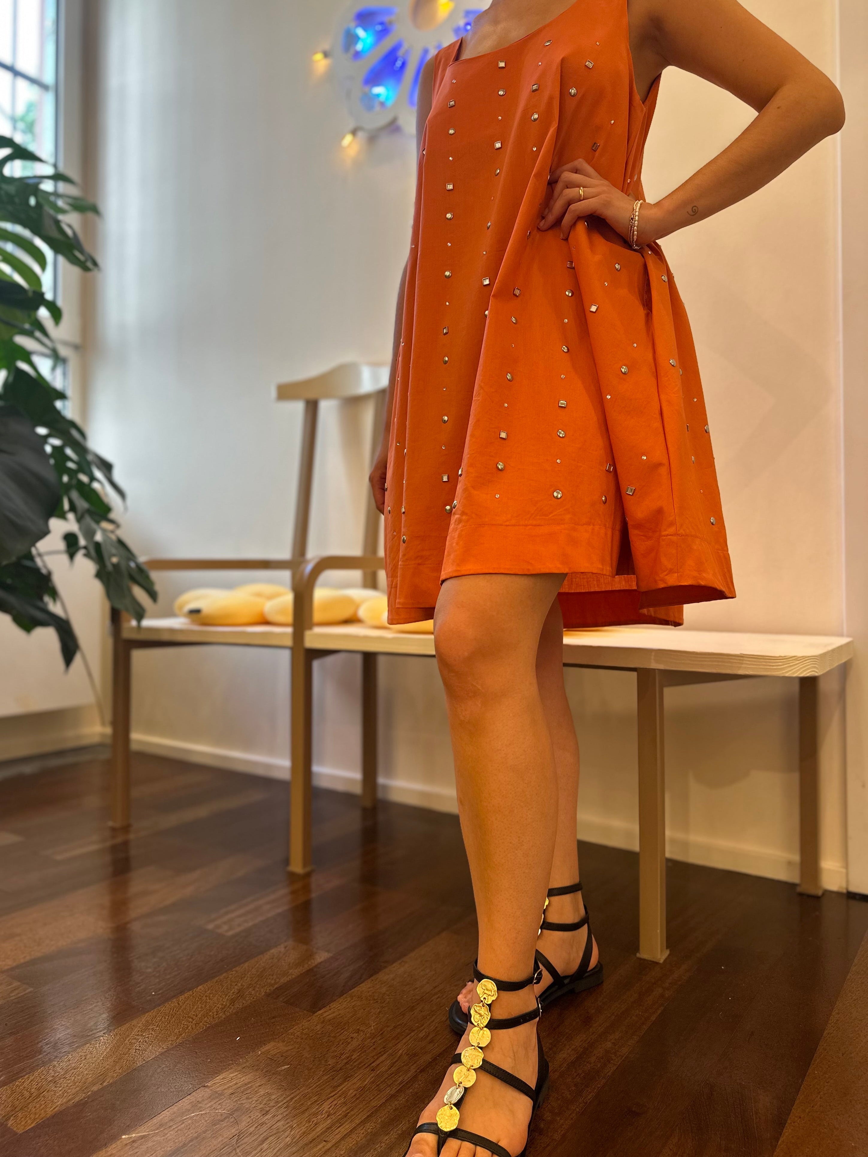 Kleid Kurz mit Applikationen Orange Jijil