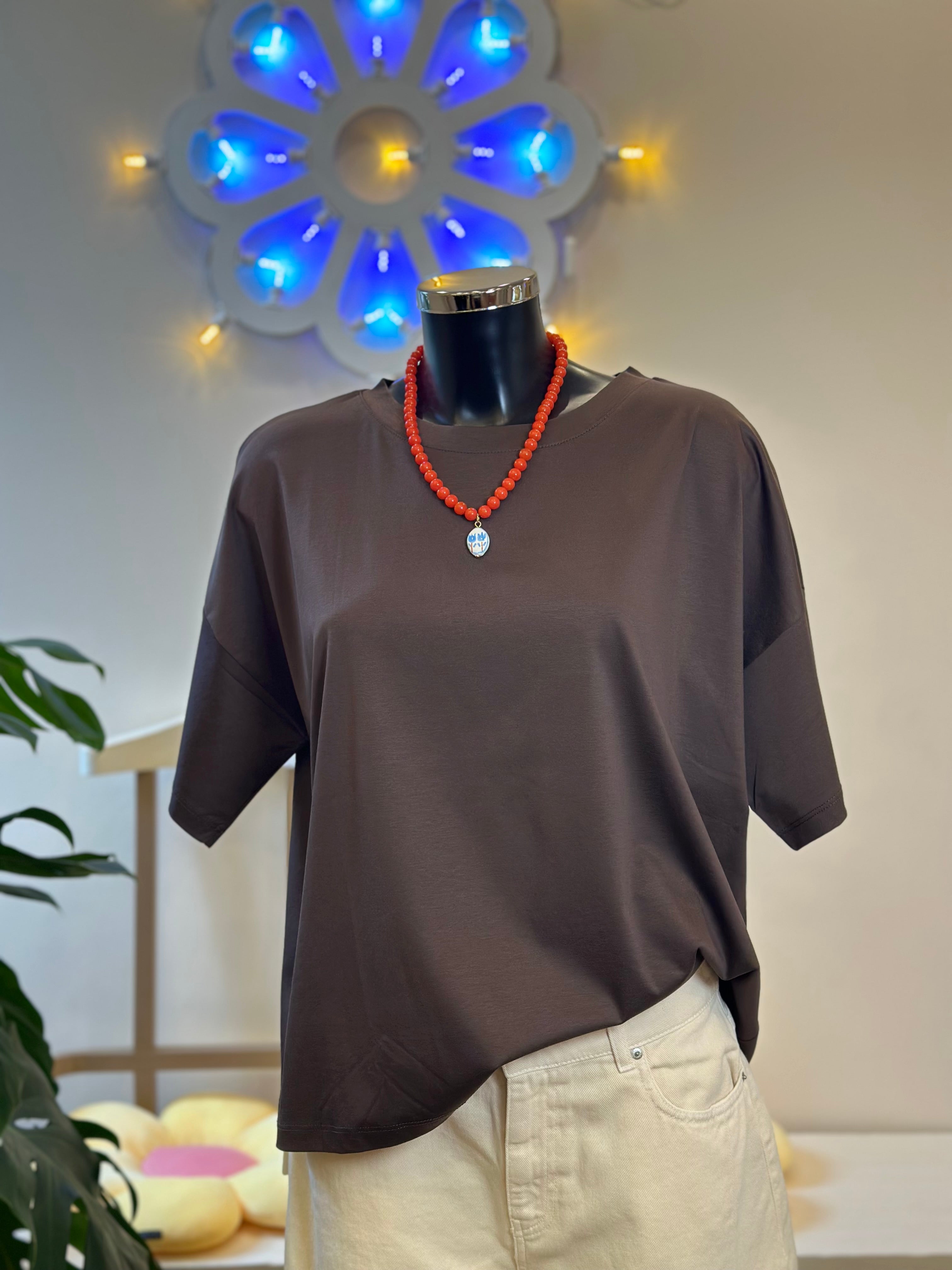 Baumwoll T-Shirt Dunkelbraun Vicolo