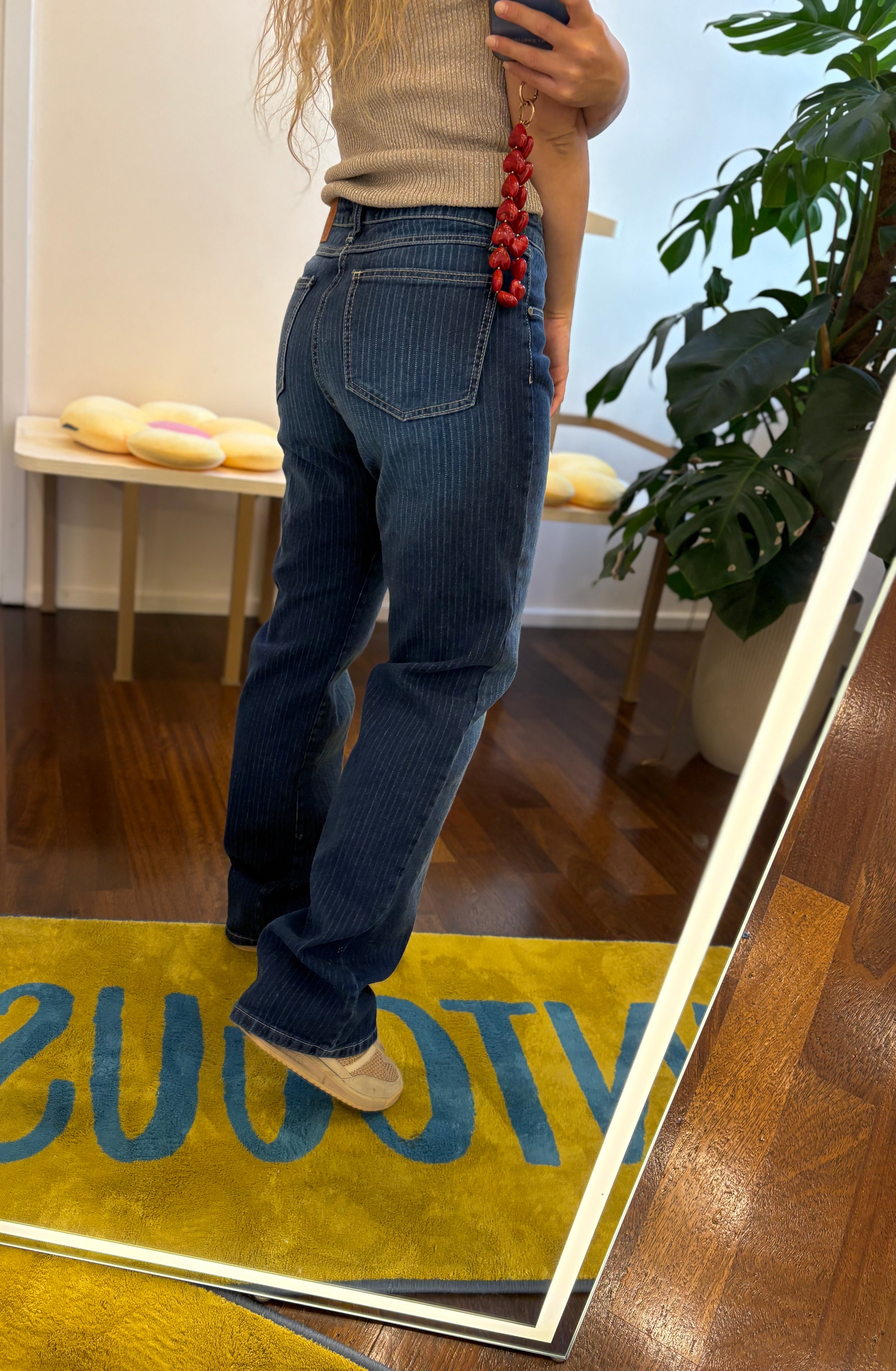 Blaue Gestreifte Jeans
