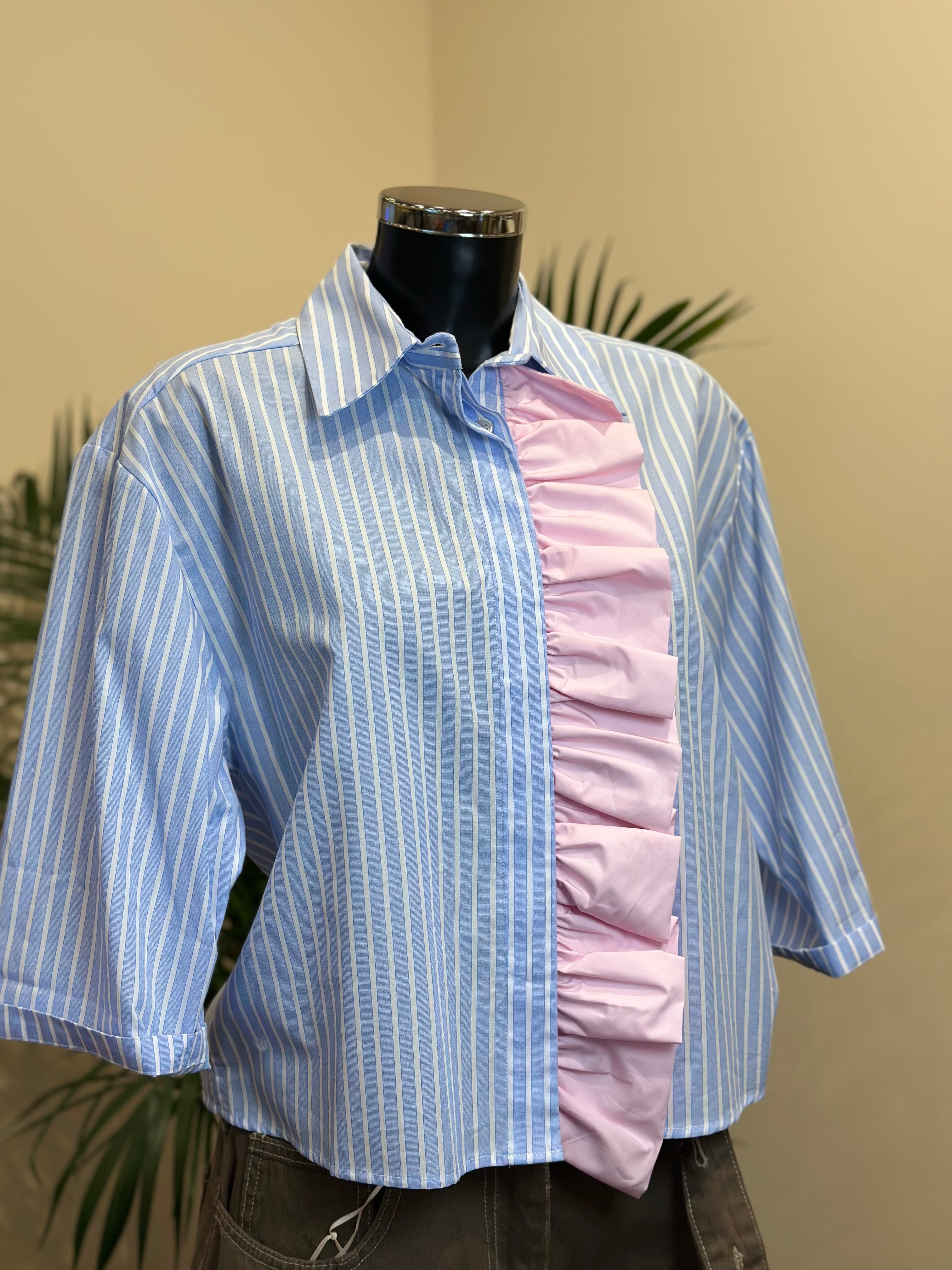 Kurzes Hemd Hellblau und Rosa Dixie