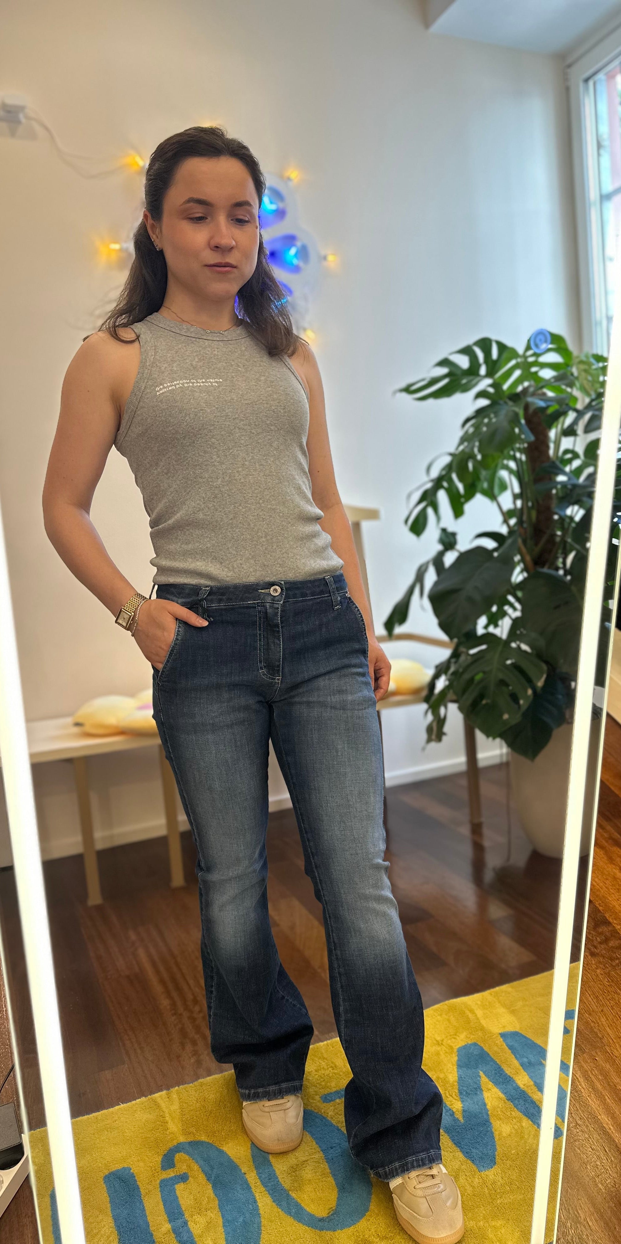 Blaue Jeans Mittlere Taille Boot Cut