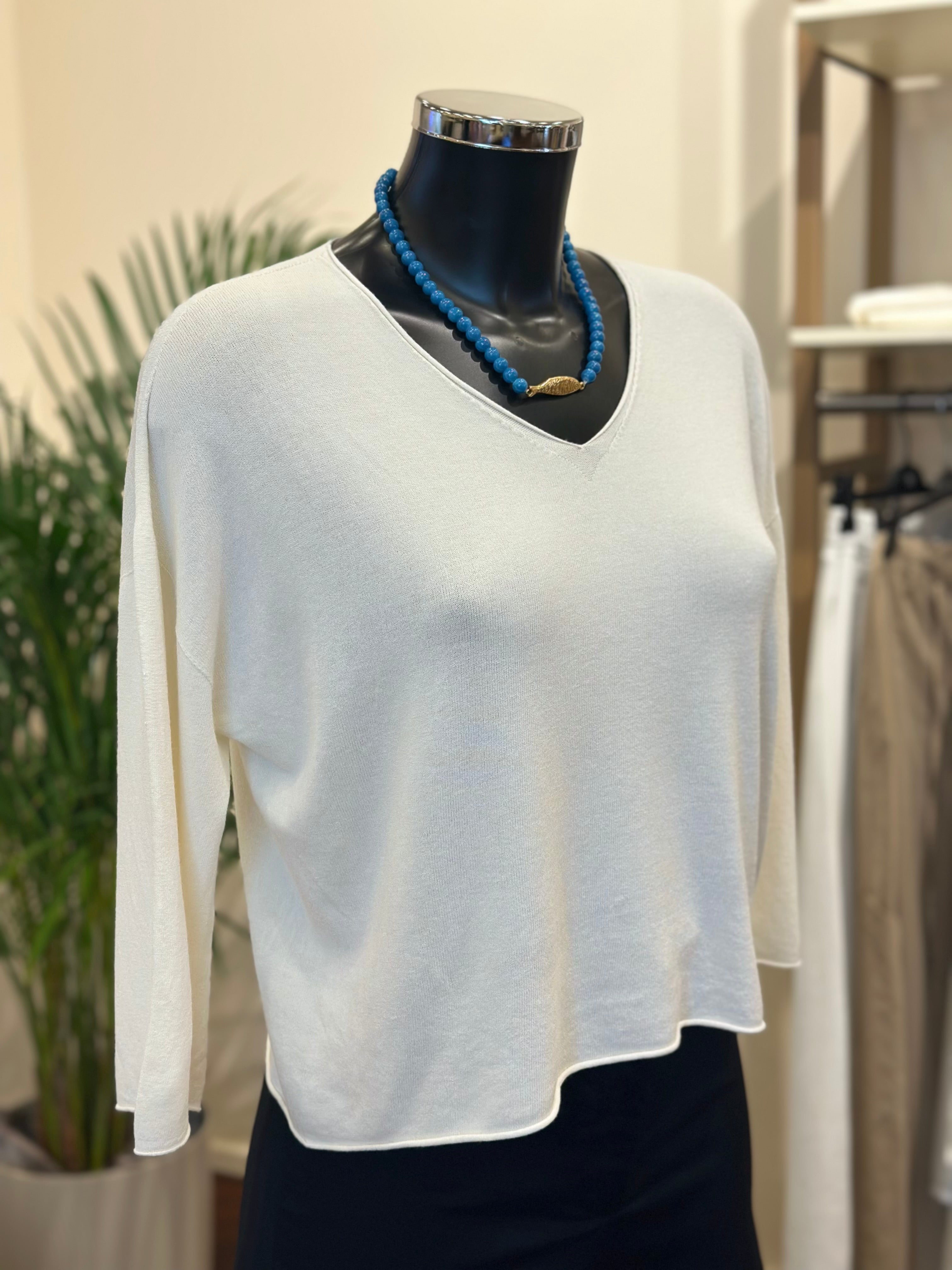 Strickpullover V-Ausschnitt Natur Vicolo
