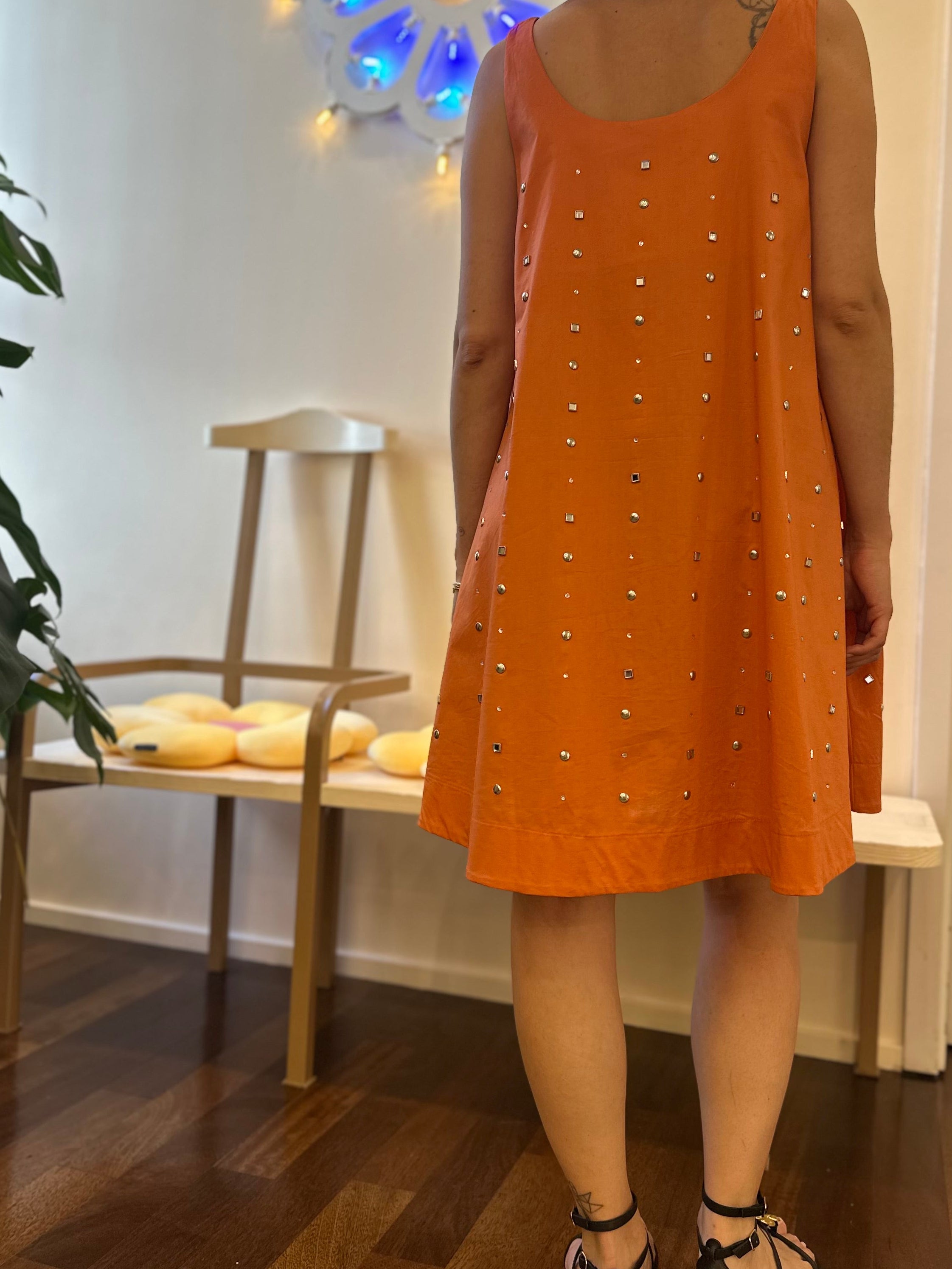Kleid Kurz mit Applikationen Orange Jijil