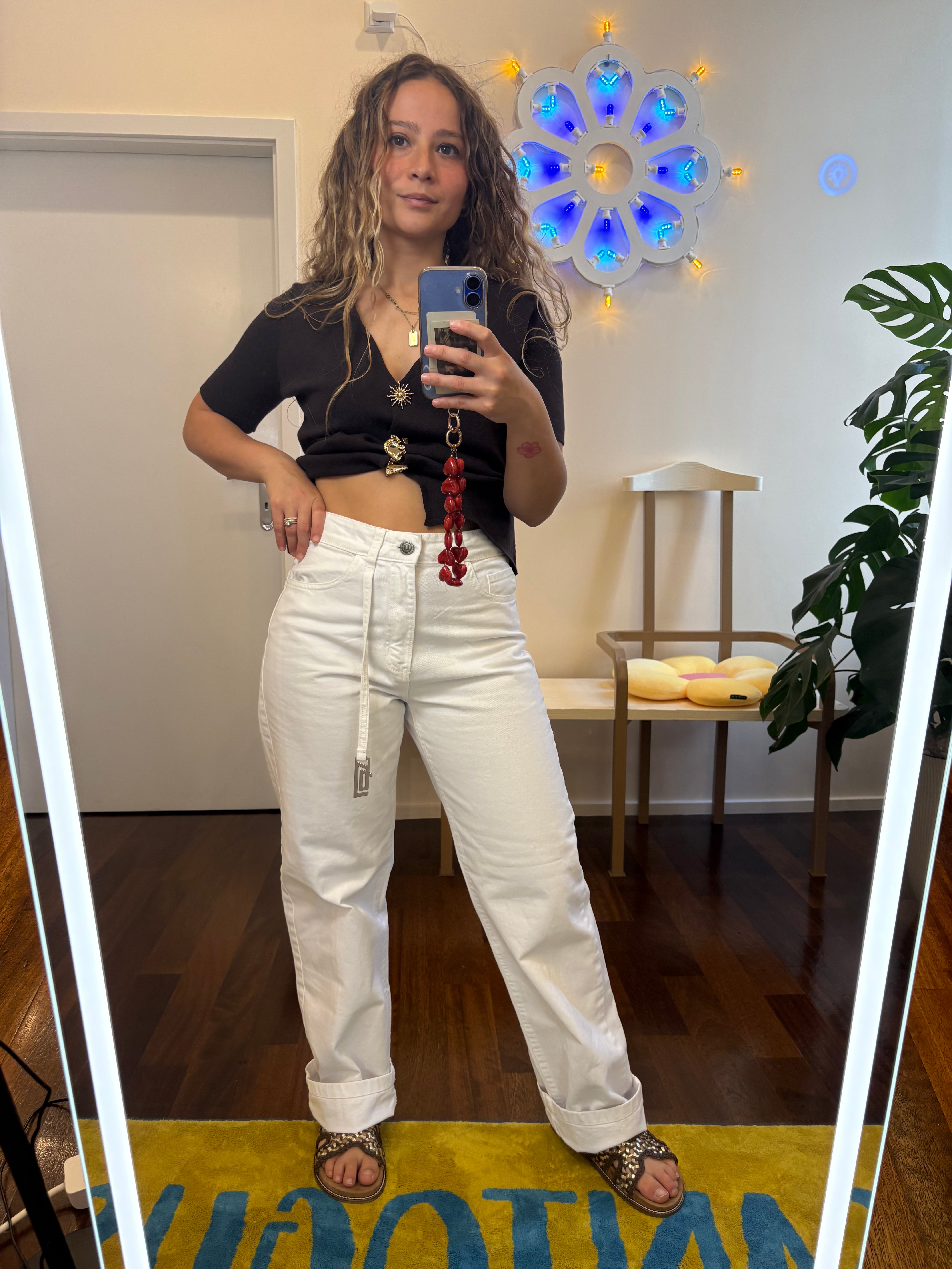 Jeans Jijil Weiß mit Logo-Anhänger