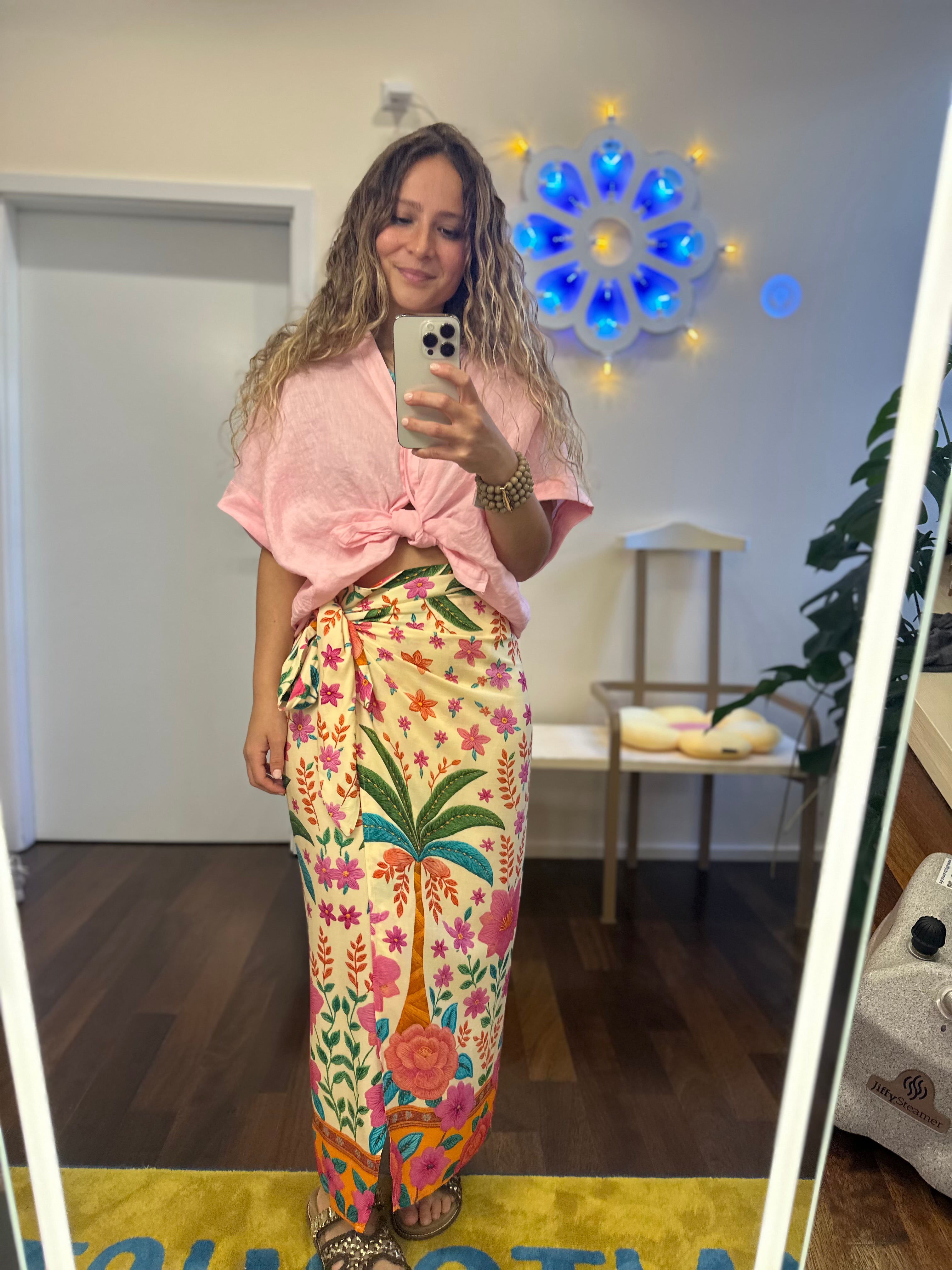Leinen Bluse in Rosa