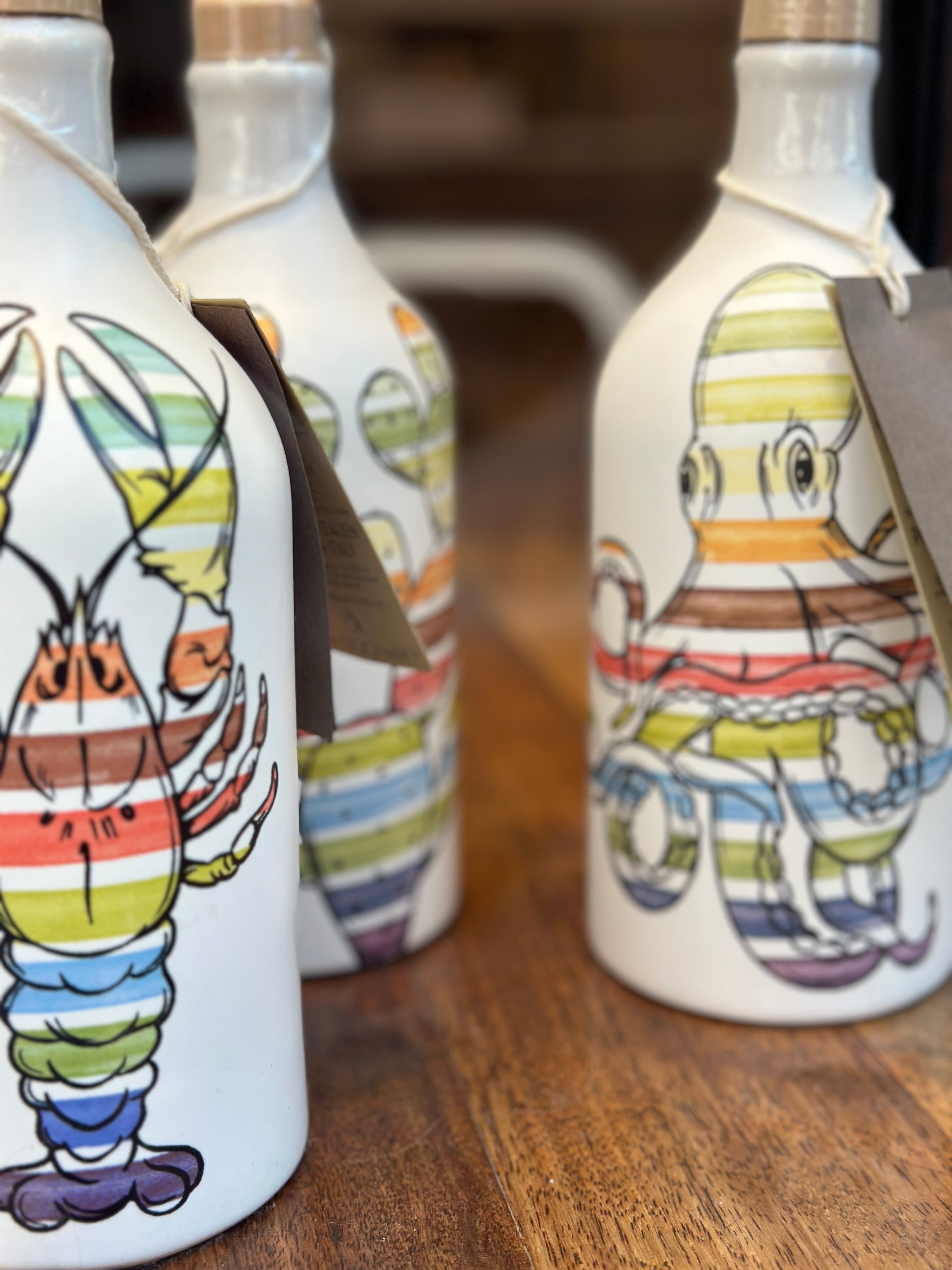 Olivenöl in Keramikflasche Oktopus Muraglia