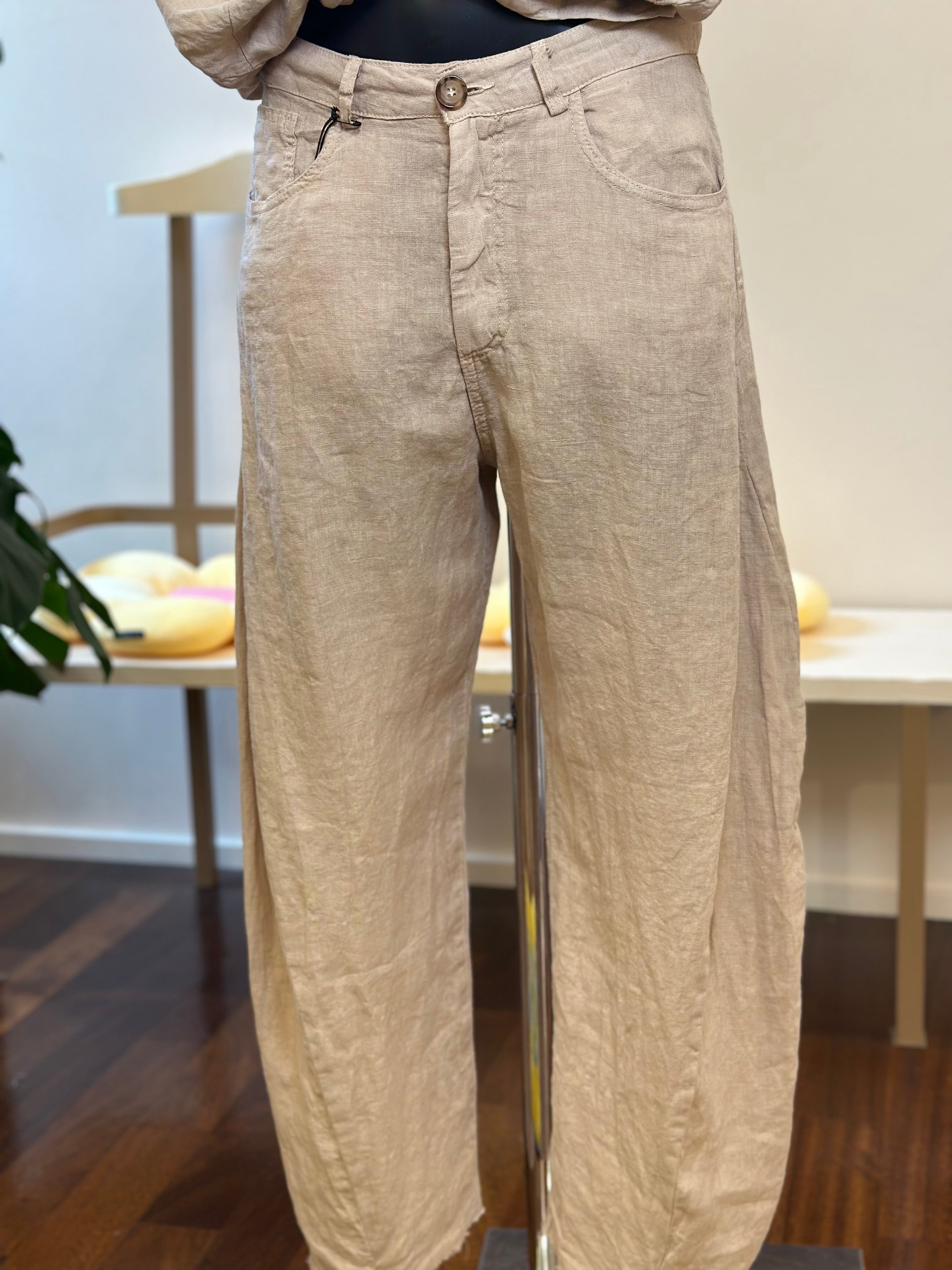 Leinenhose Beige