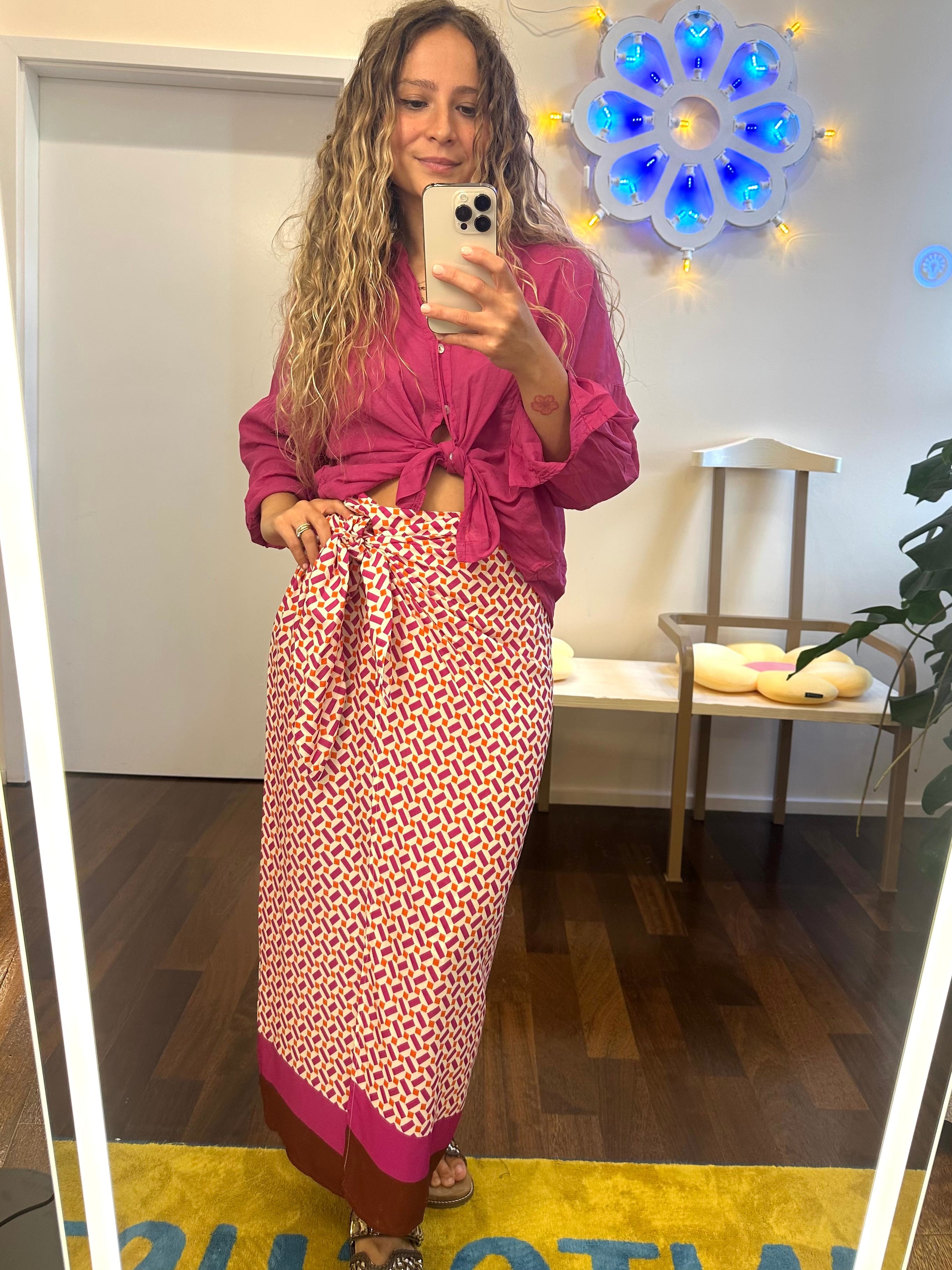 Baumwollbluse in Fuchsia