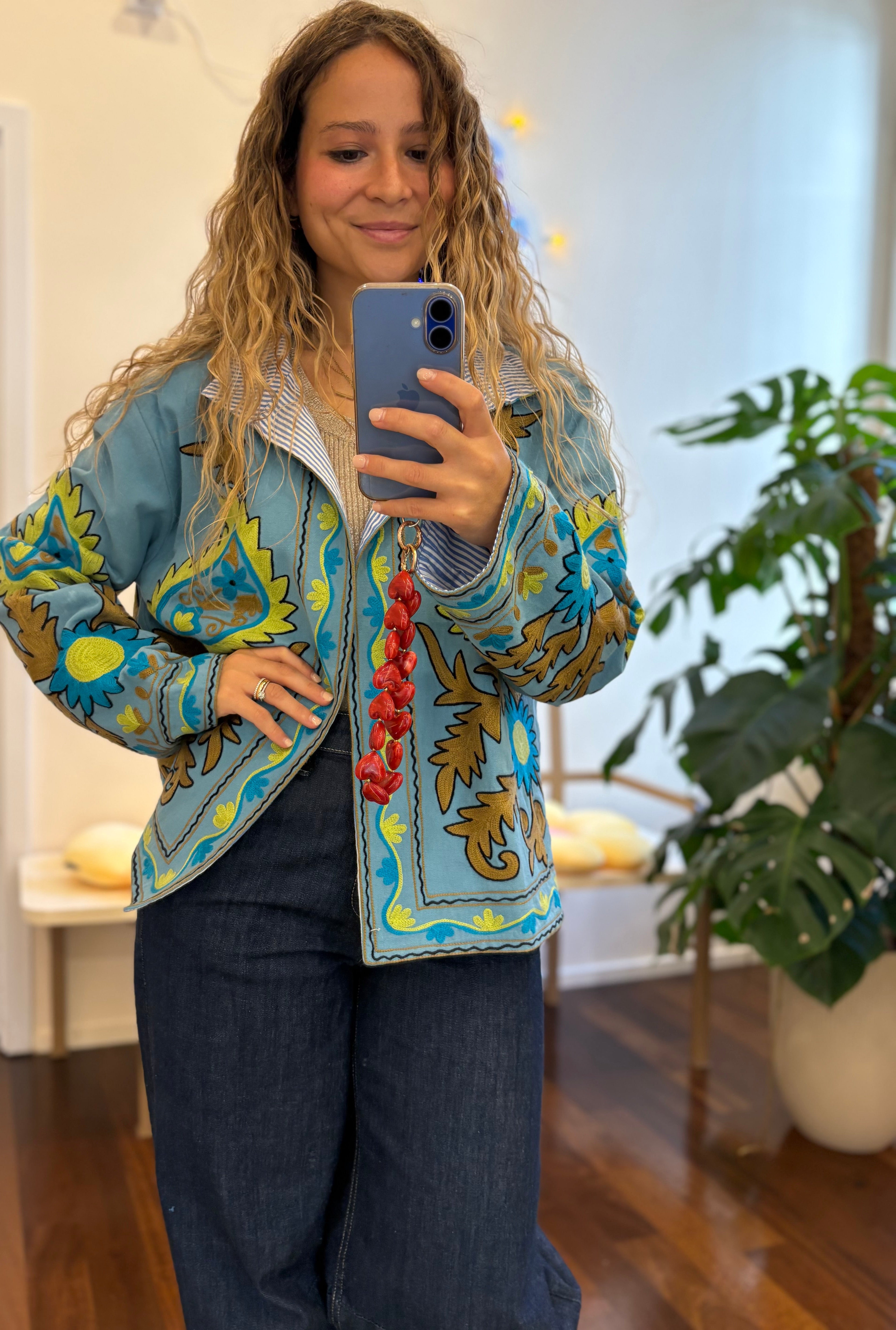 Türkise Jacke mit Muster Dixie
